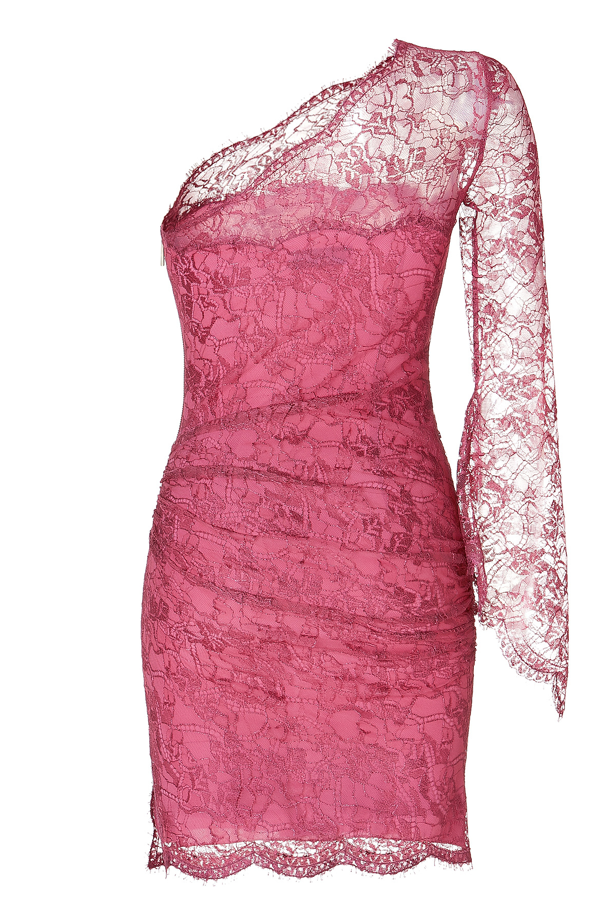 Lyst - Emilio pucci One Shoulder Lace Overlay Dress In Bordeaux in Pink