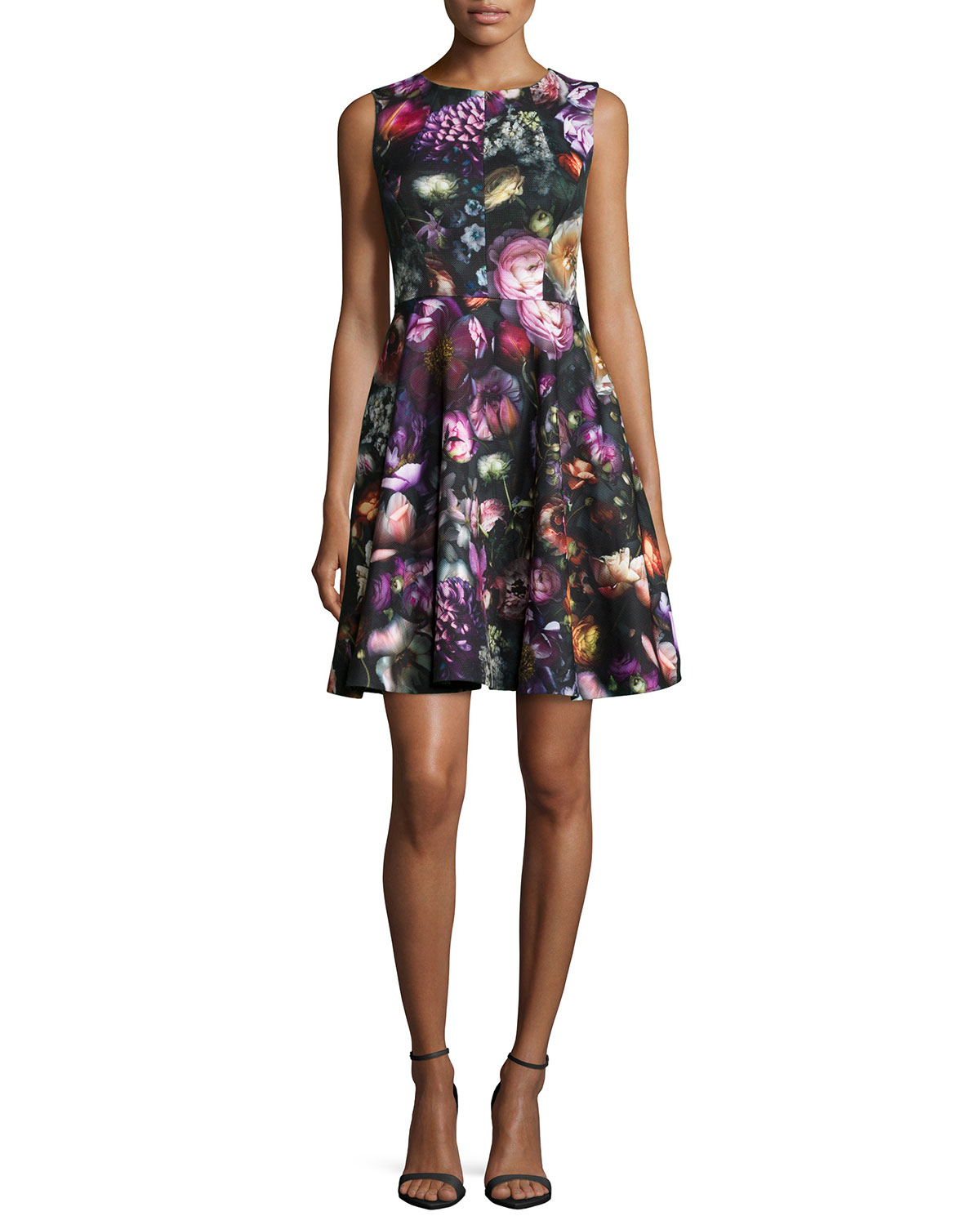 Ted baker Sleeveless Floralprint Fit&flare Dress in Multicolor (GRAY