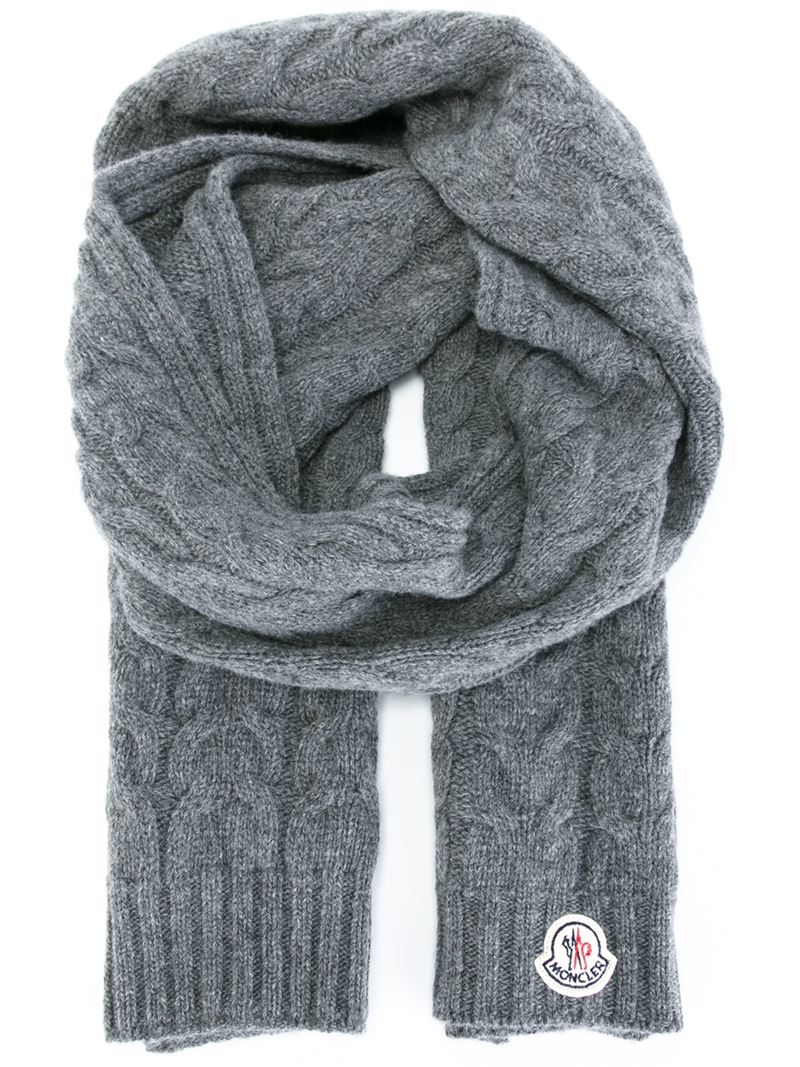 Moncler Cable Knit Scarf in Grey (Gray) for Men - Lyst