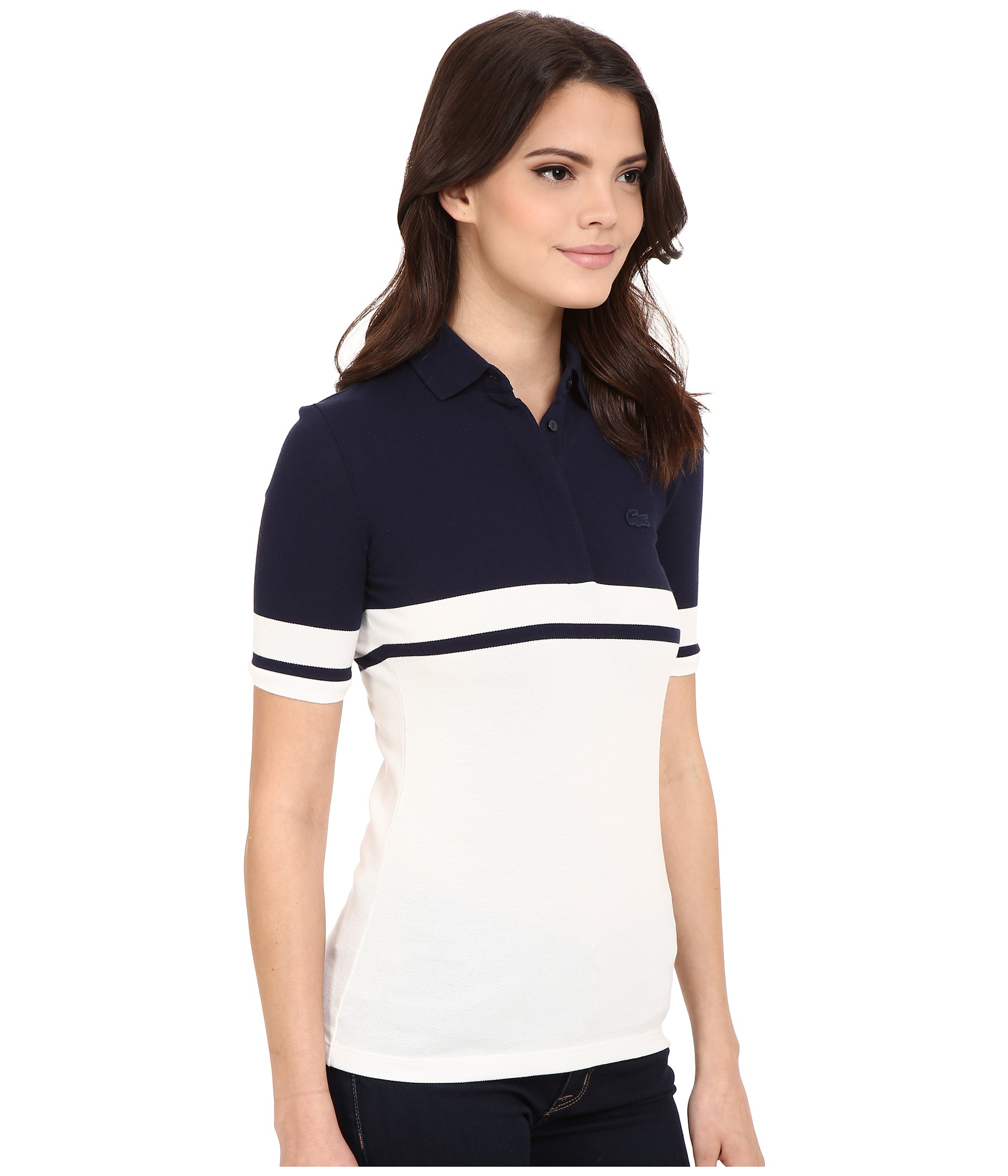 Lyst - Lacoste Half Sleeve Color Block Polo Shirt in Blue