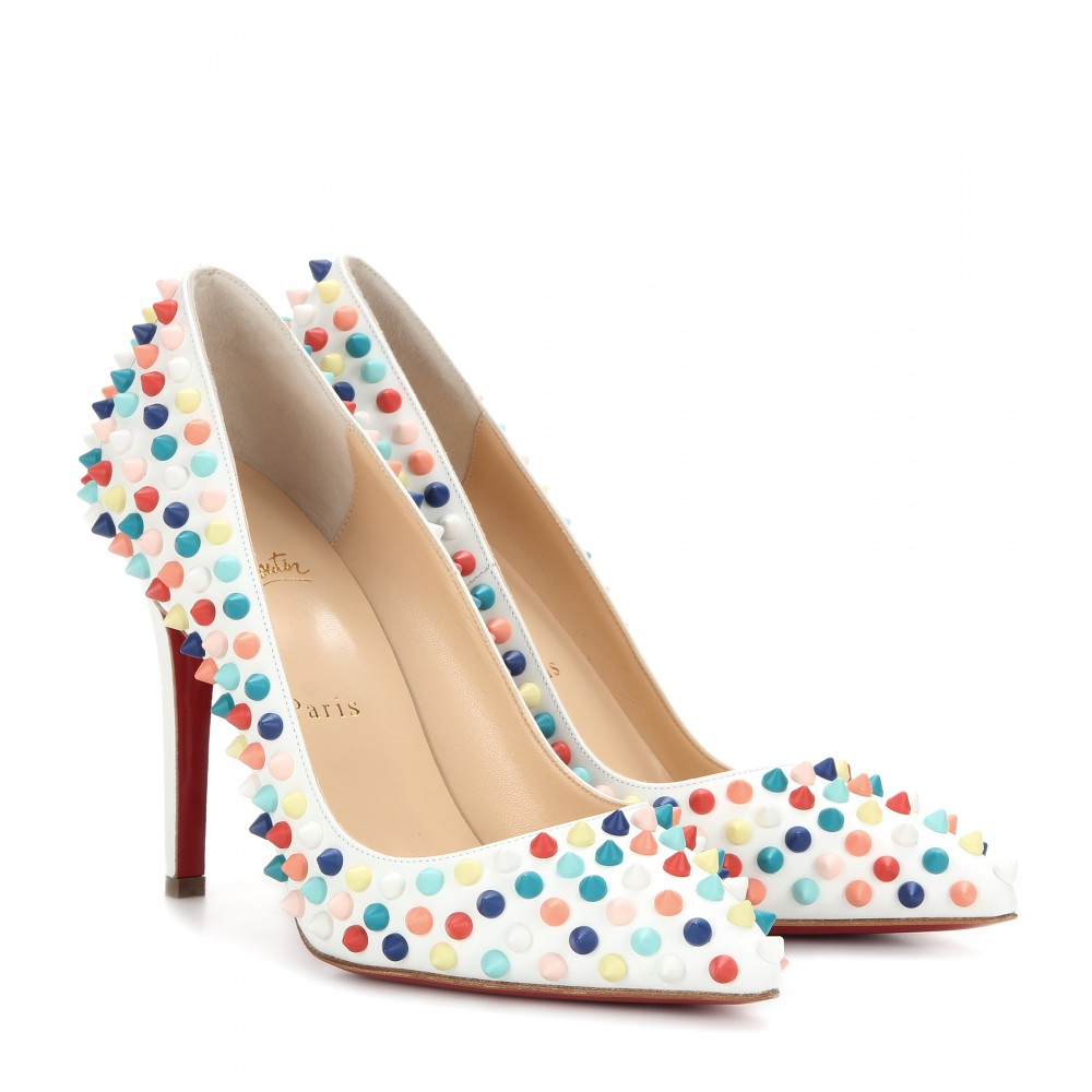 Christian louboutin Pigalle Spikes 100 Leather Pumps in White | Lyst