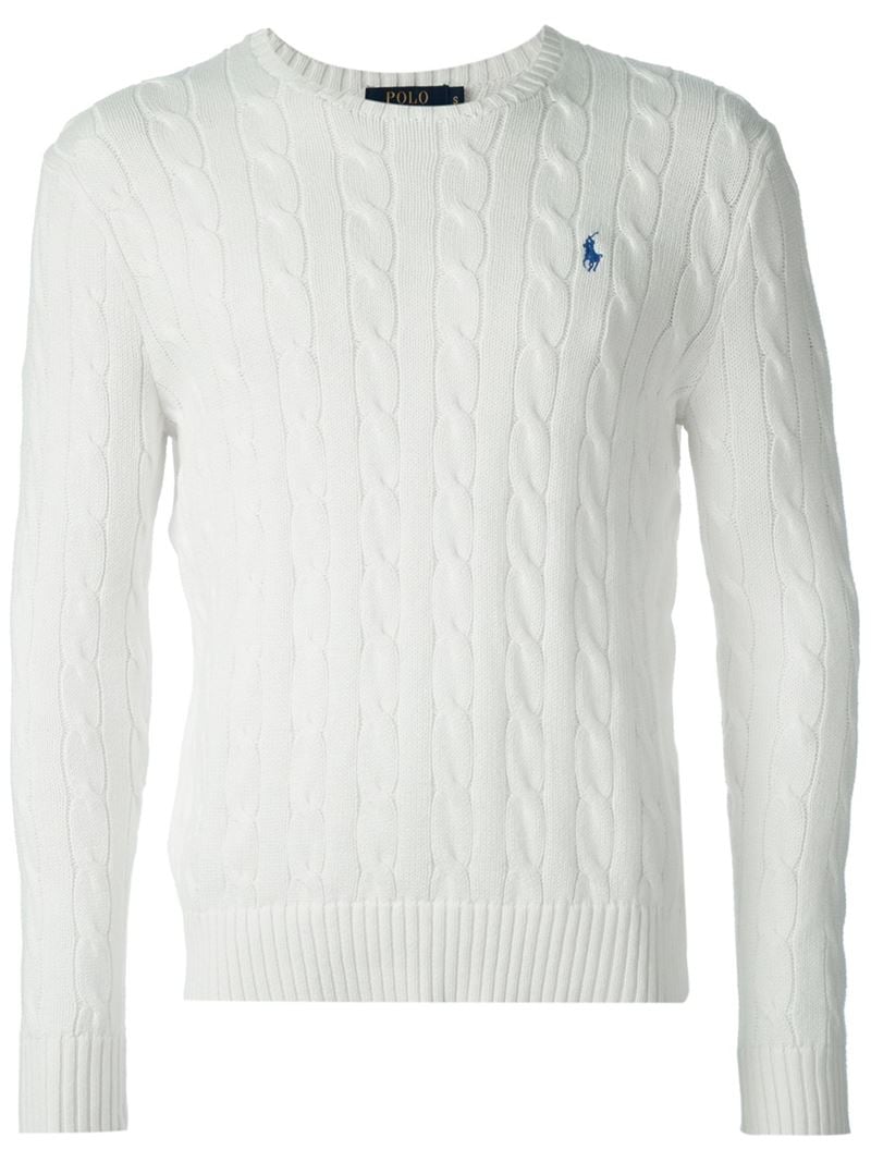 Lyst Polo Ralph Lauren Cable Knit Sweater In White For Men