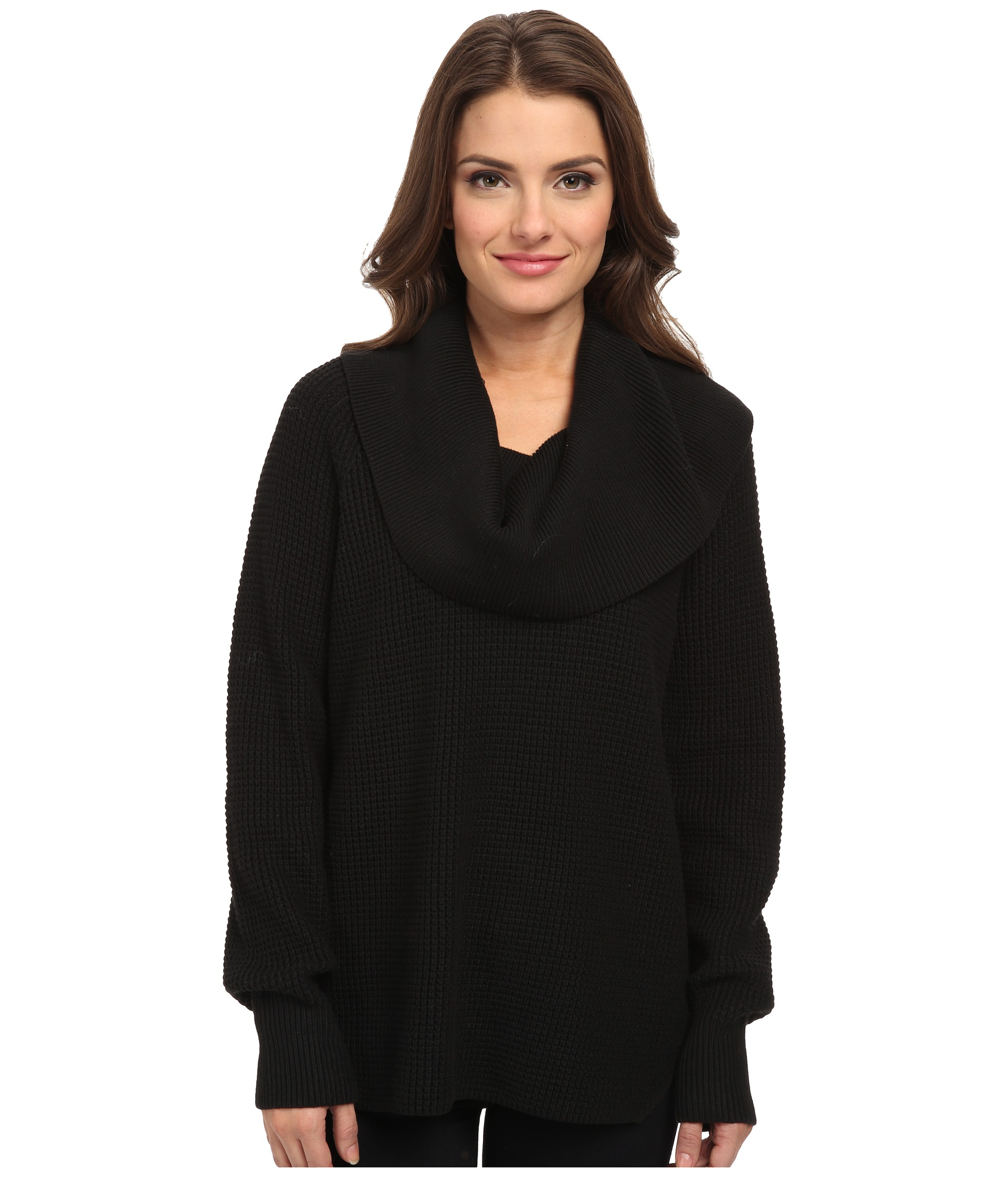 Lyst - Michael Michael Kors Petite Thermal Cowl Neck Sweater in Black