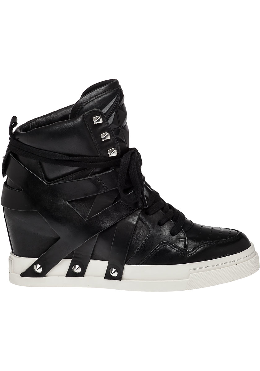 Lyst - Ash Call Black Leather Wedge Sneaker in Black