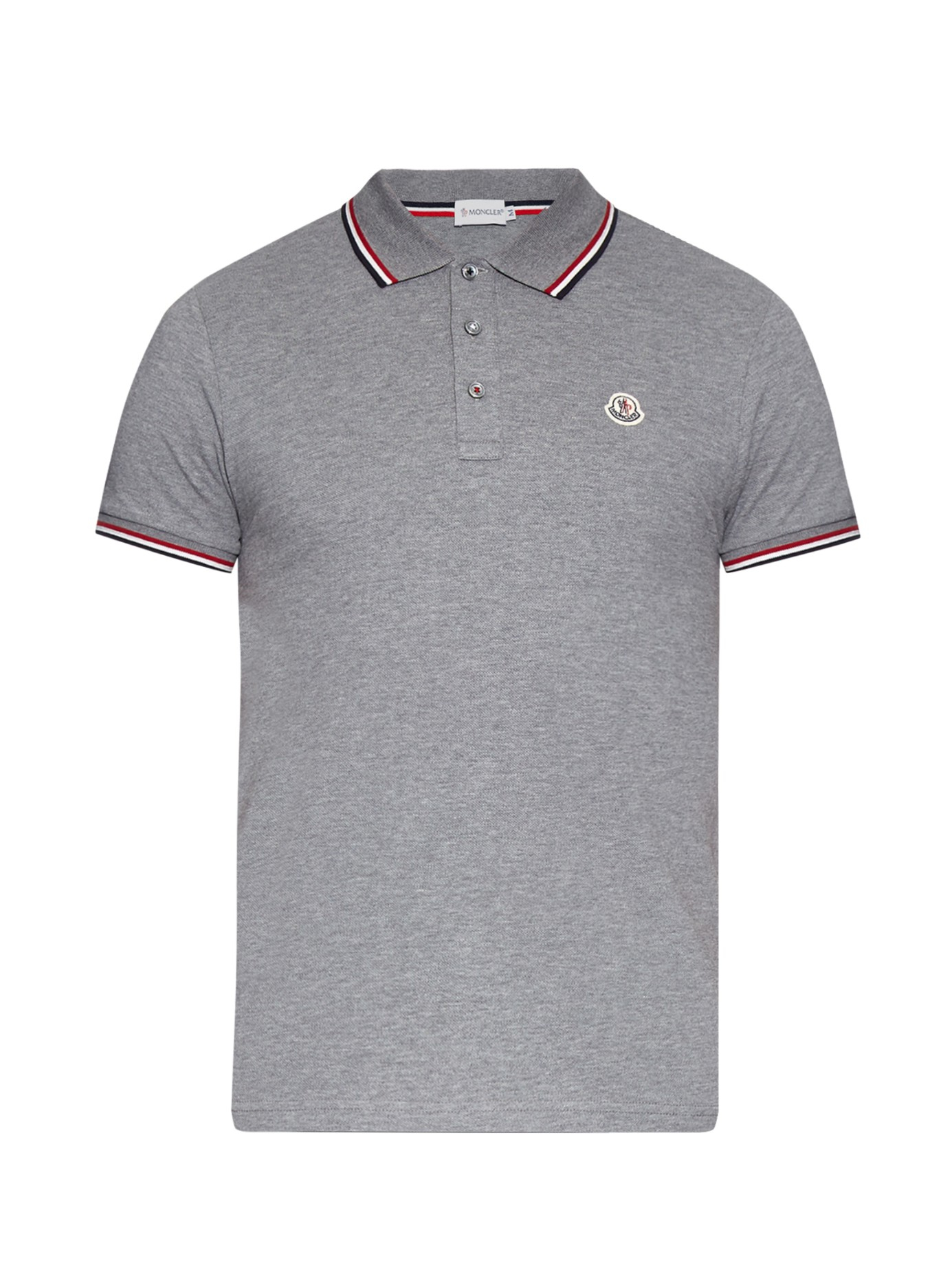 moncler striped-trim cotton-piqué polo shirt moncler striped-trim cotton-piqué polo shirt