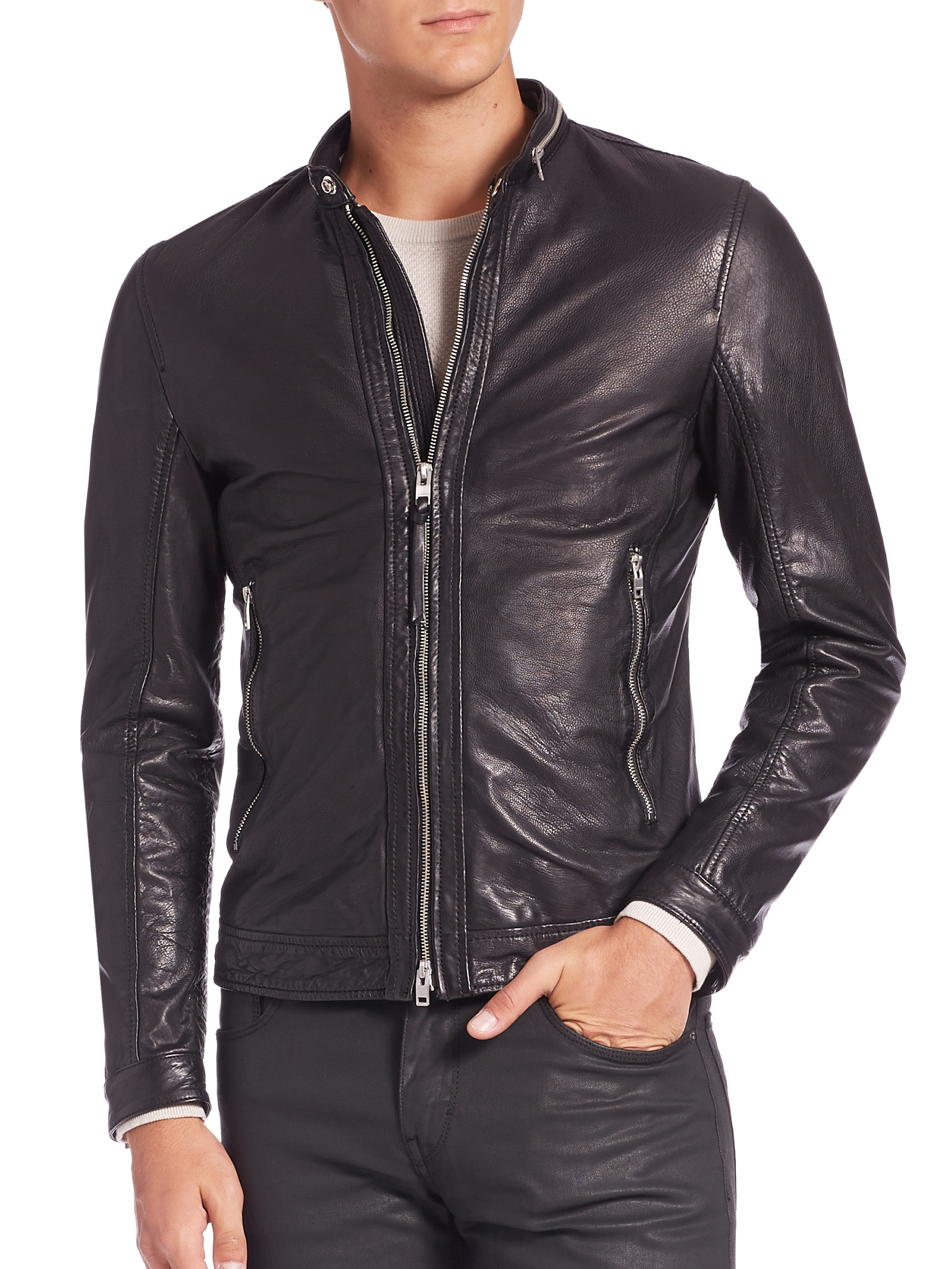 Lyst - J.Lindeberg Trey Sleek Leather Jacket in Black for Men