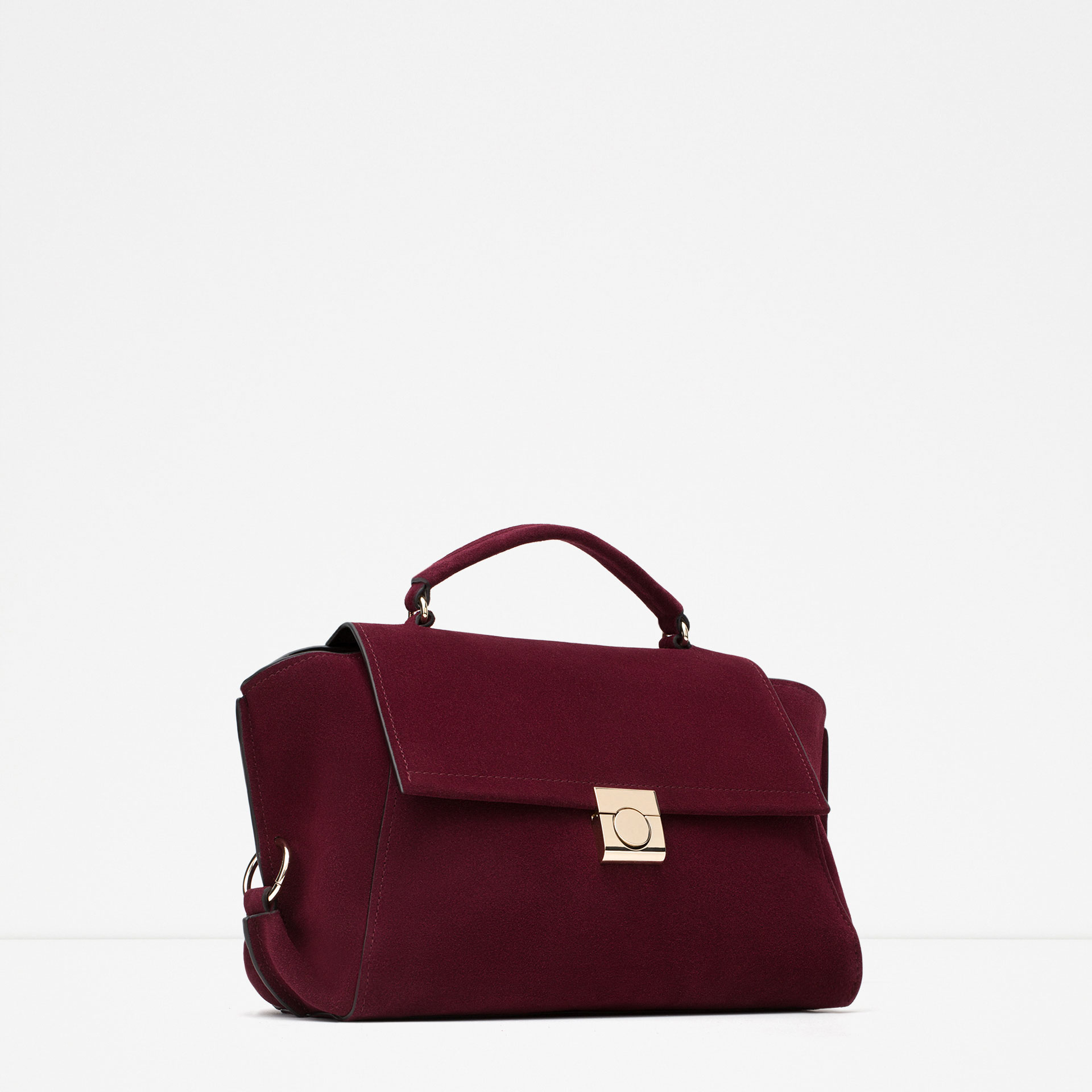 Zara Leather City Bag Leather City Bag in Red (Burgundy) Lyst