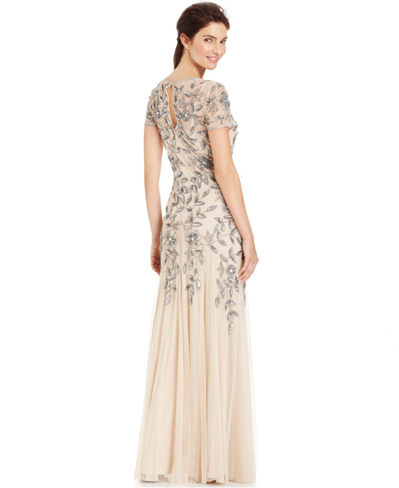 adrianna papell floral embellished gown