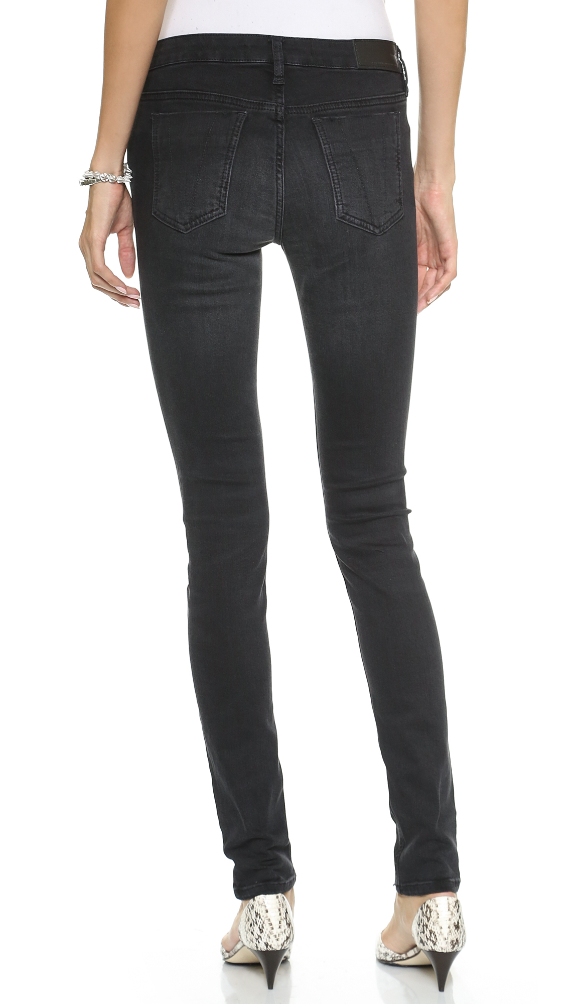 Victoria beckham Super Skinny Jeans - Washed Black in Black | Lyst