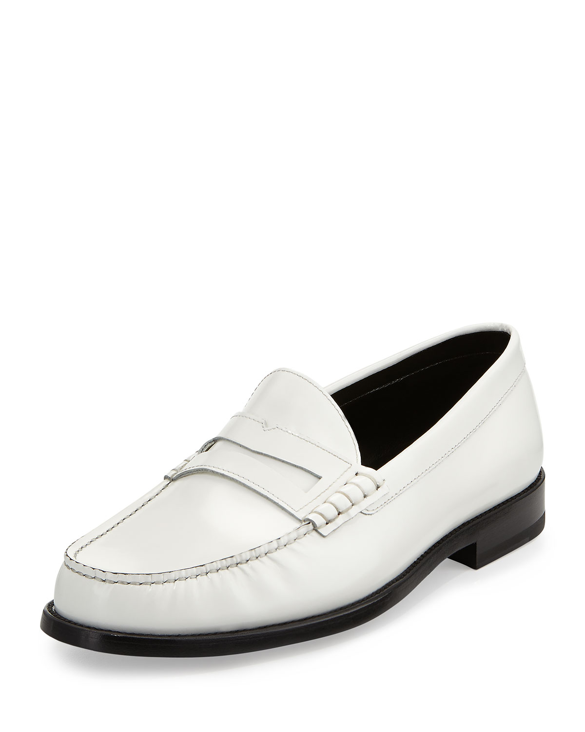 Saint Laurent Classic Leather Penny Loafer White for Men - Lyst