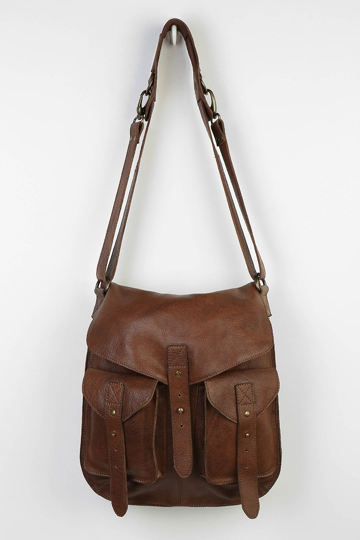 Bdg Leather Tab-Strap Messenger Bag in Brown | Lyst