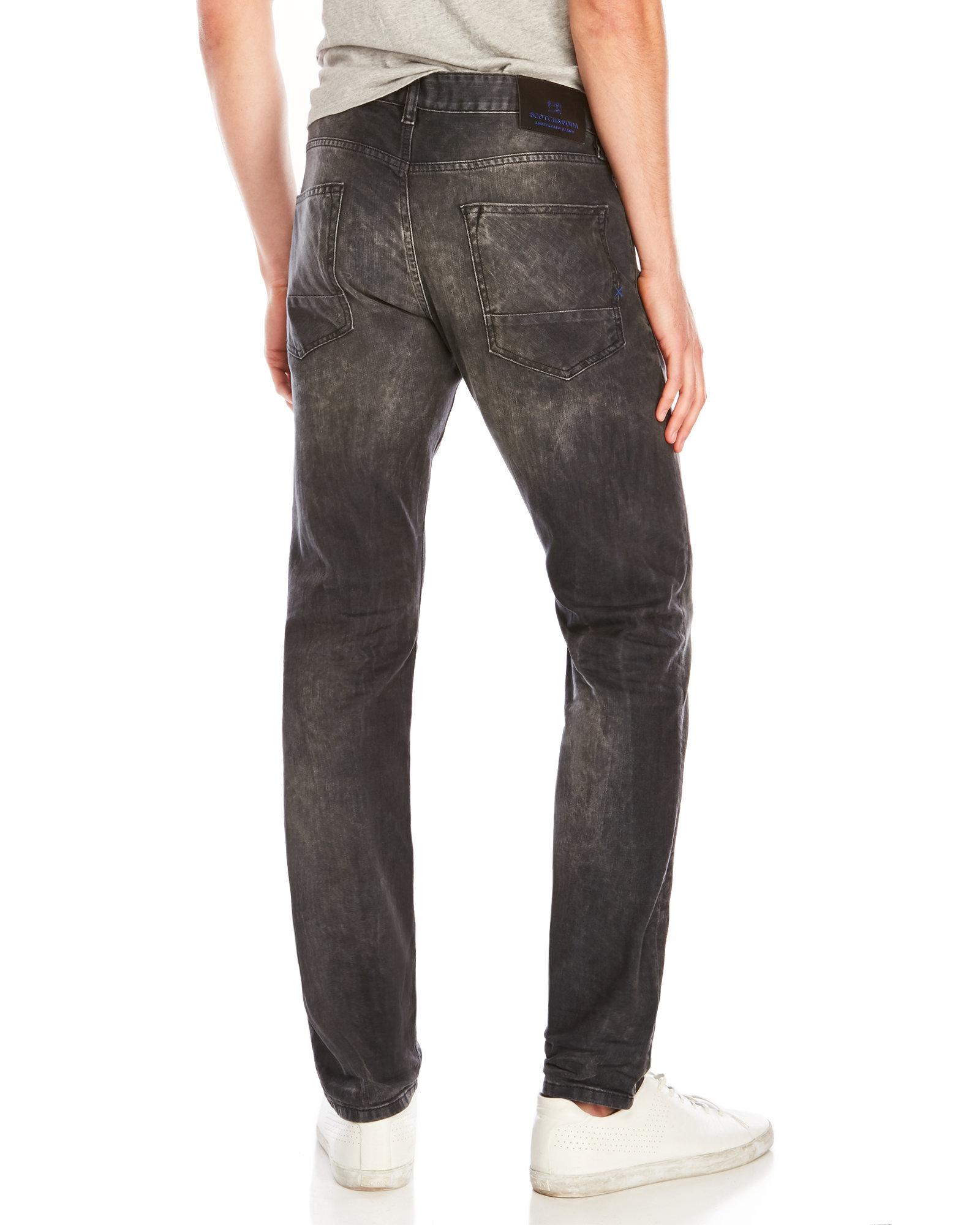 Scotch & soda Black Ralston Tapered Jeans in Gray for Men | Lyst