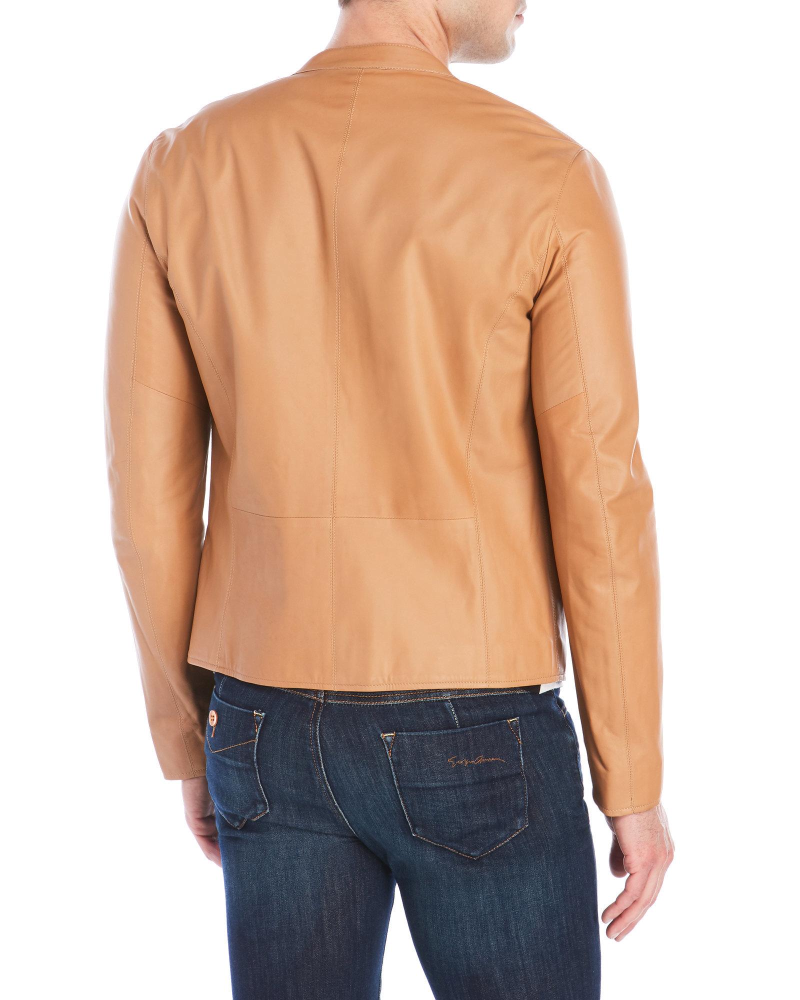 Lyst - Armani Leather Jacket in Orange for Men