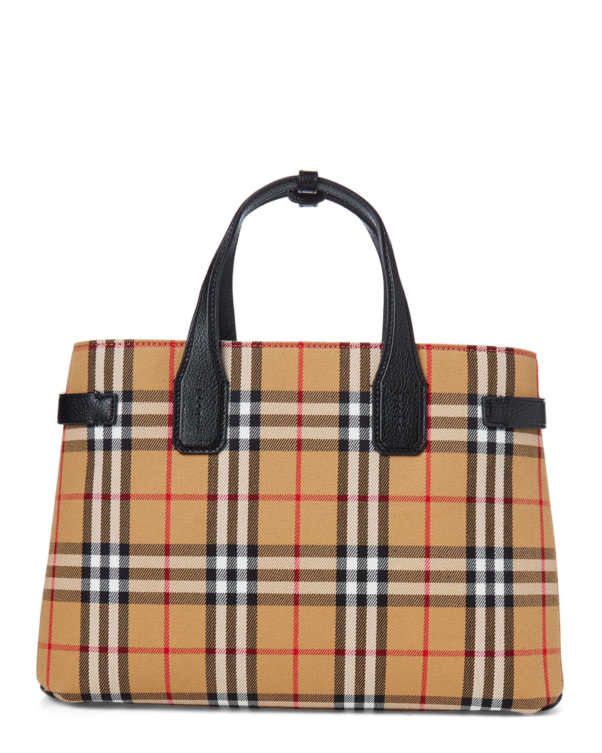 Burberry Black Leather Vintage Check Small Banner Tote Bag | Paul Smith