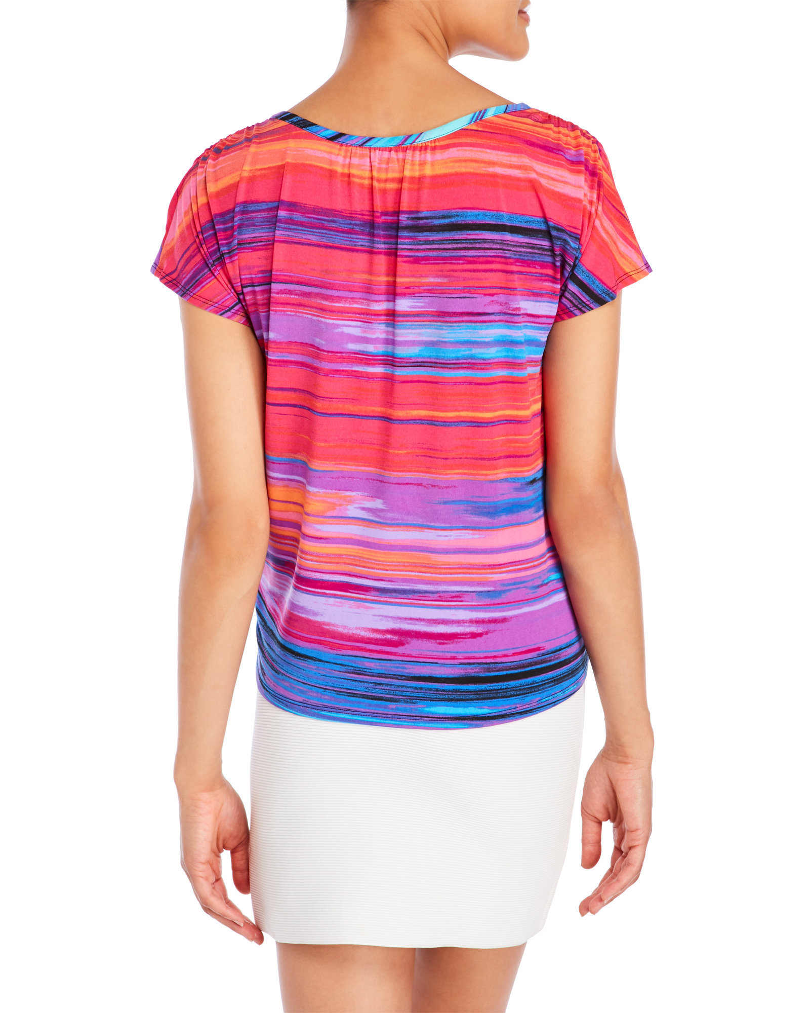 kensie short sleeve burn out tie front to