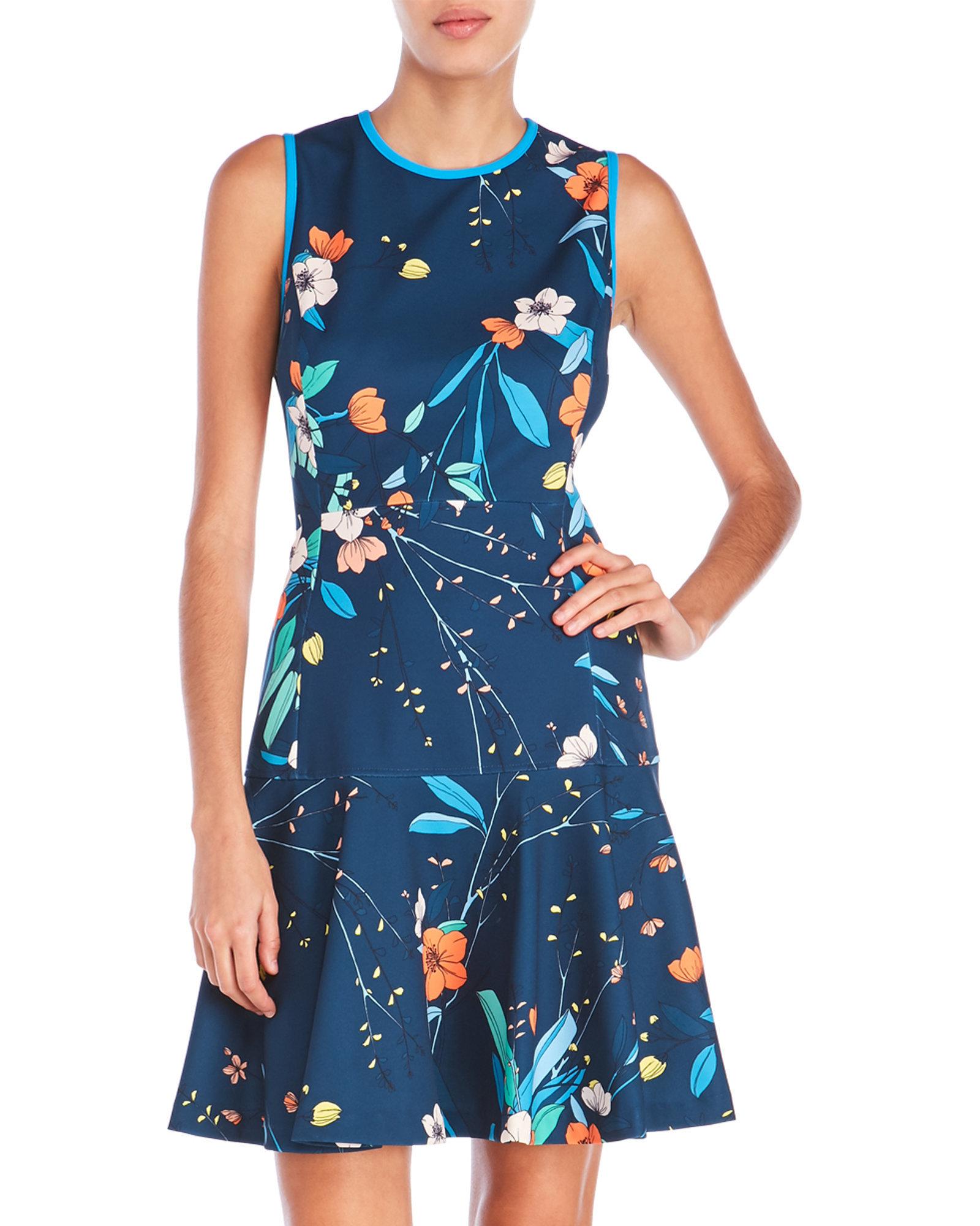 Lyst - Nanette Nanette Lepore Floral Flounce Dress in Blue