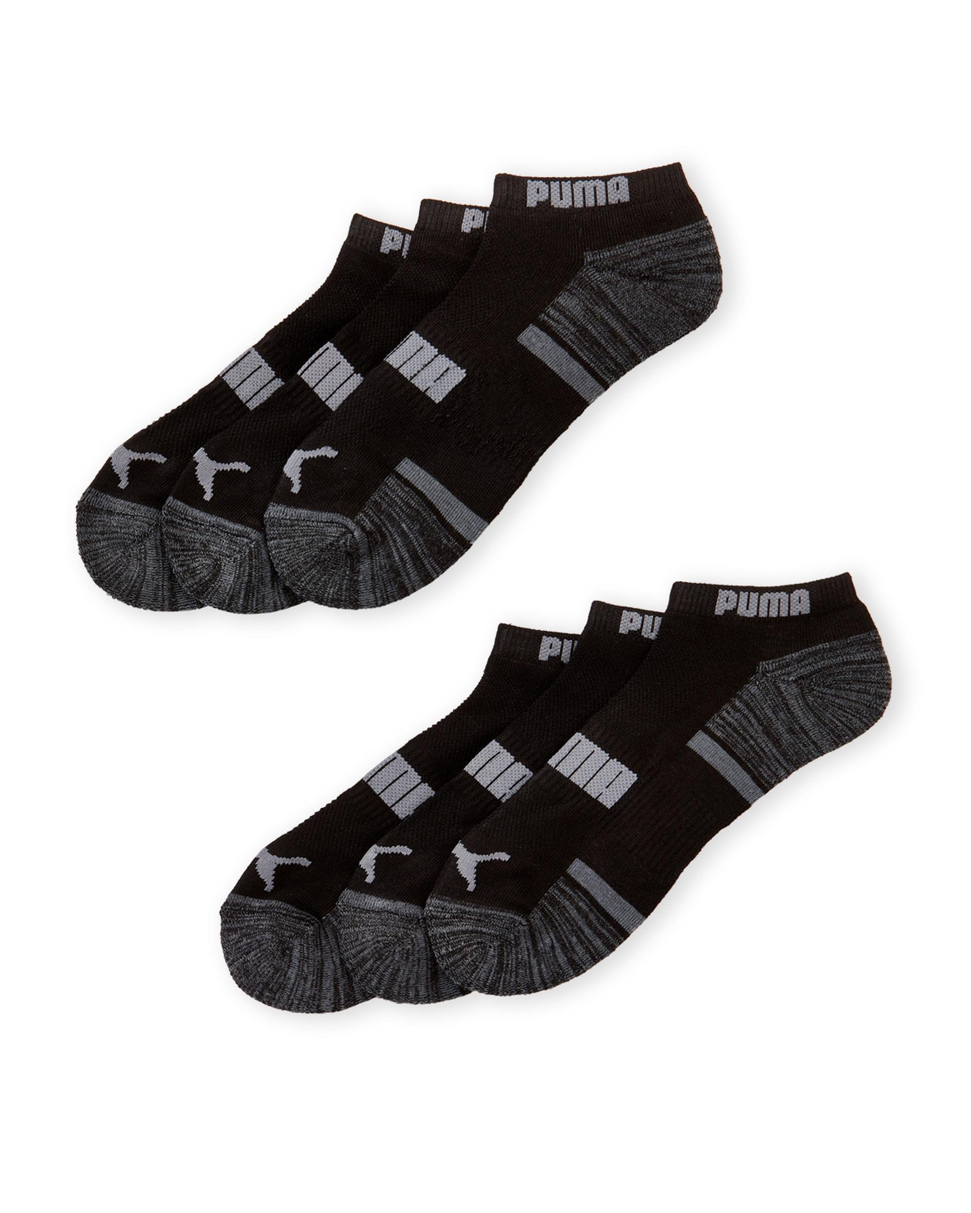 PUMA 6-pack Marled Logo Cushioned Low Cut Socks in Black for Men - Lyst