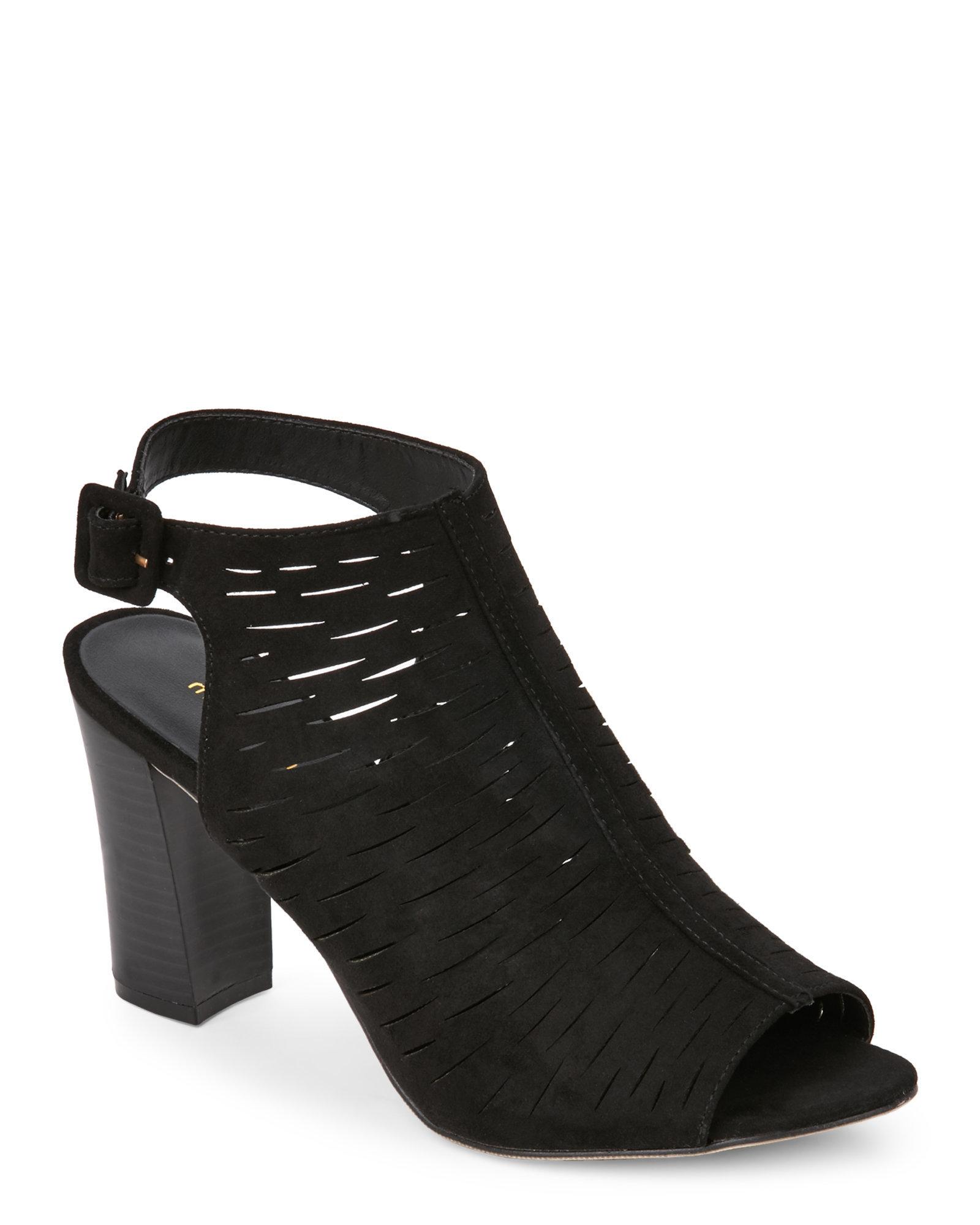 Lyst Madden Girl Black Beckie Peep Toe Slingback Booties in Black