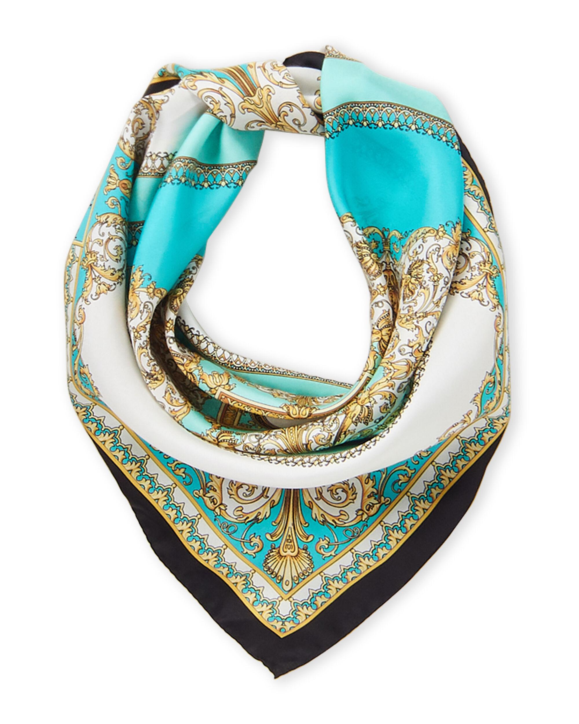 Versace Printed Silk Scarf in Blue Lyst