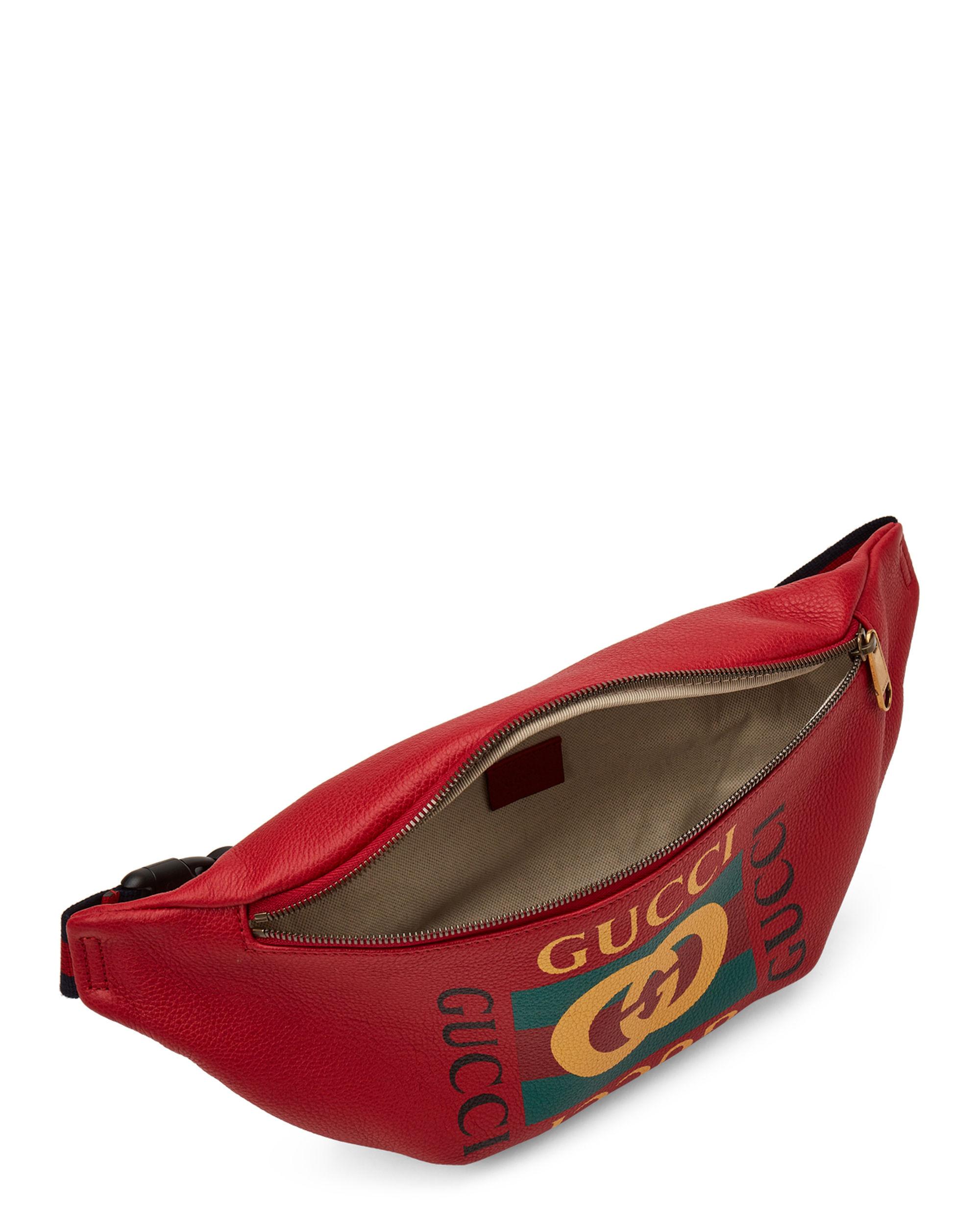 Gucci Hibiscus Print Leather Fanny Pack in Red - Lyst