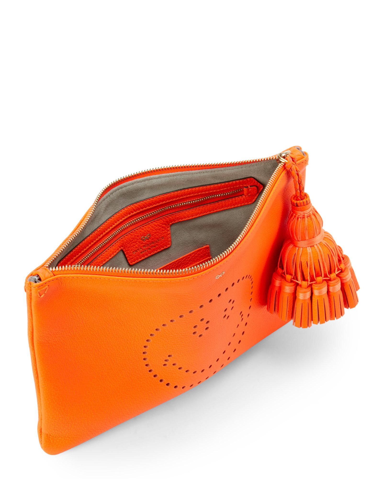 Lyst Anya Hindmarch Neon Orange Smiley Clutch Bag in Orange