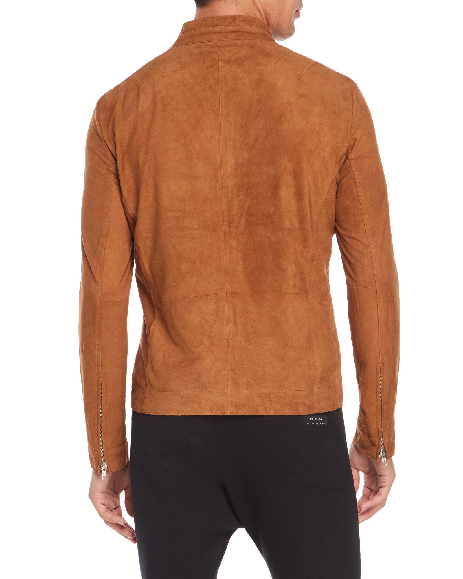 Religion Kea Men S Leather Jacket Black Cairoamani Com Lyst Religion Suede Kea Jacket In Brown For Men