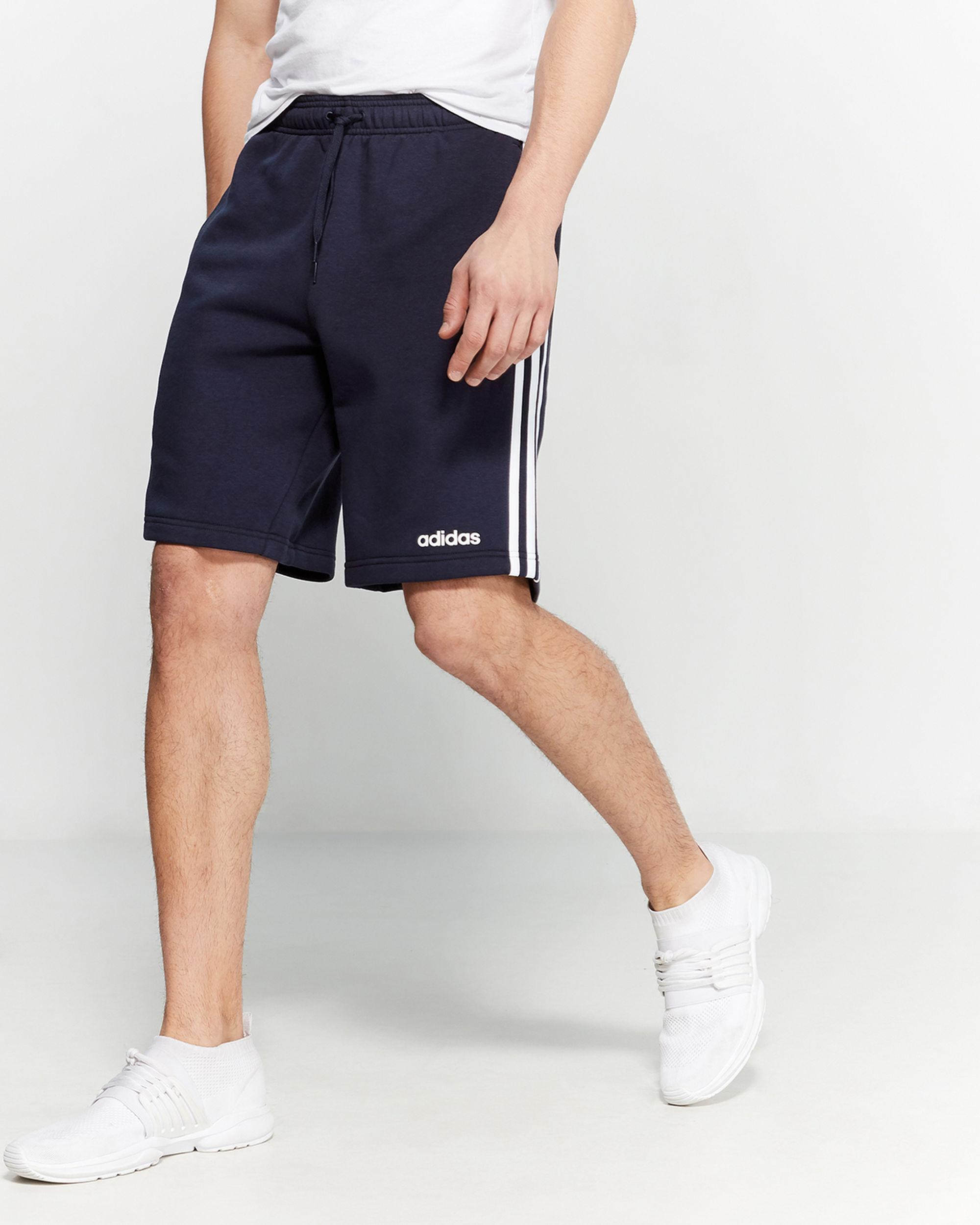 adidas Legend Ink Essential 3-stripe Fleece Shorts in Blue for Men - Lyst