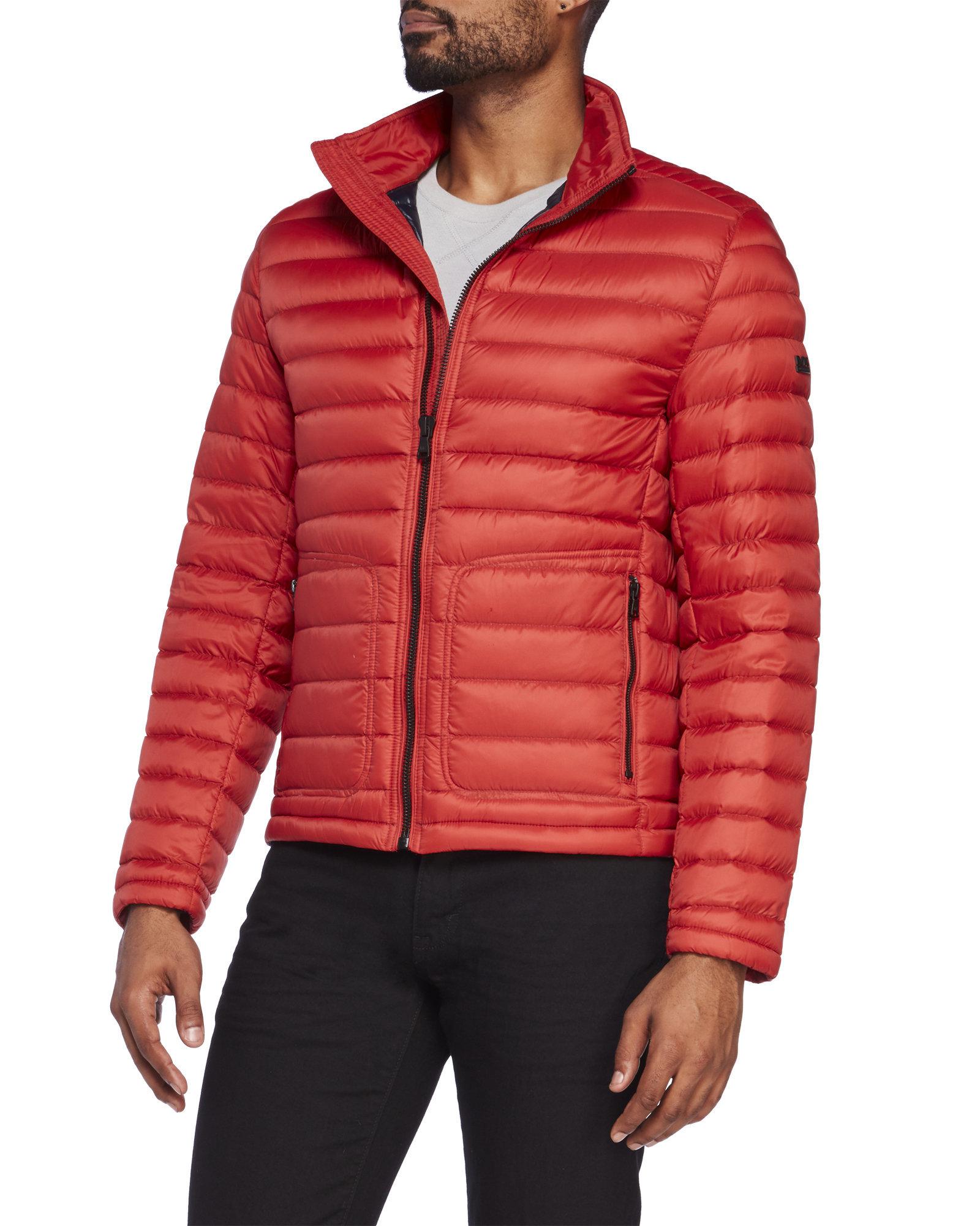 Michael Kors Moto Packable Down Jacket in Red for Men - Lyst