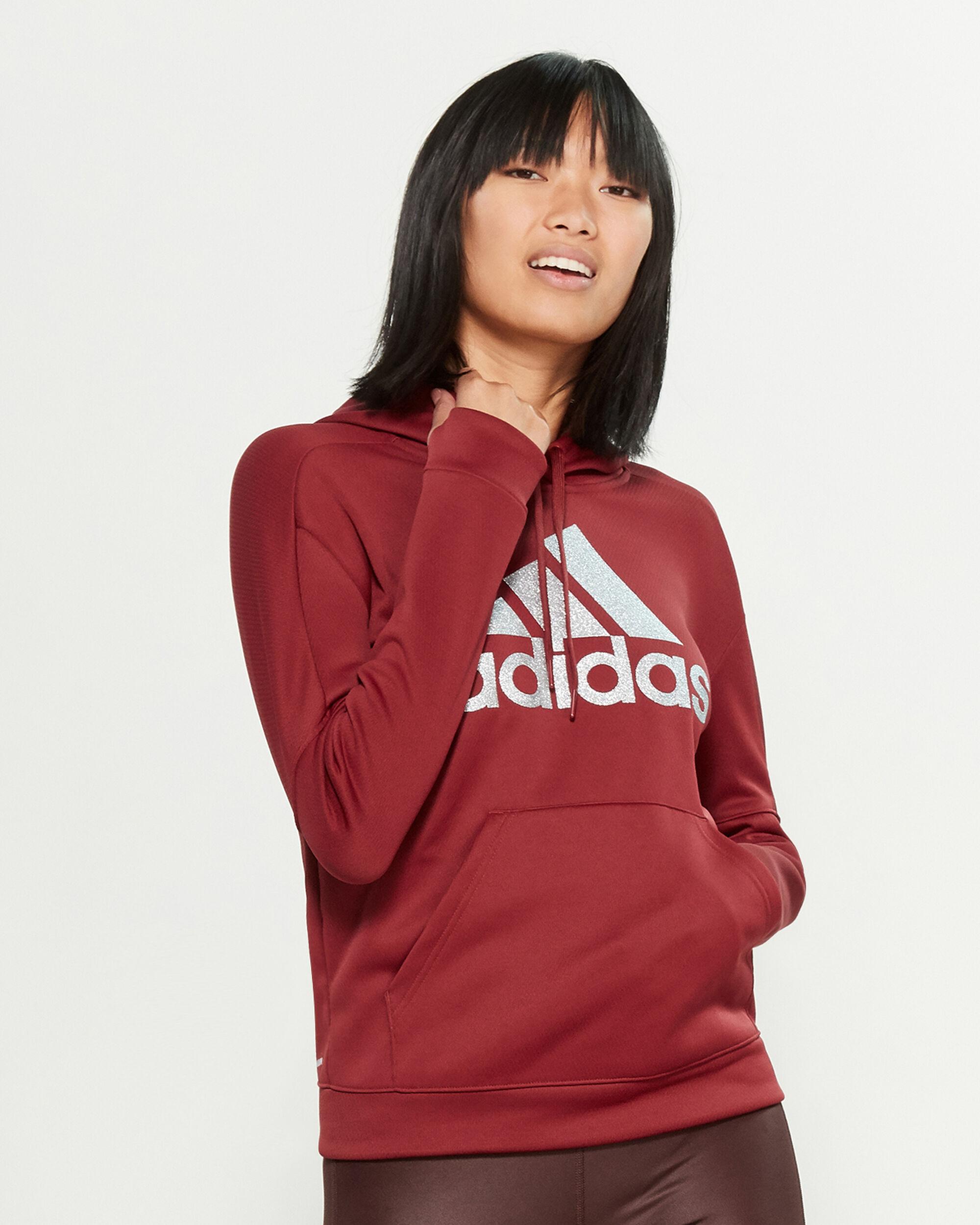 adidas Synthetic Glitter Tech Hoodie in Red/Metallic (Red) - Lyst