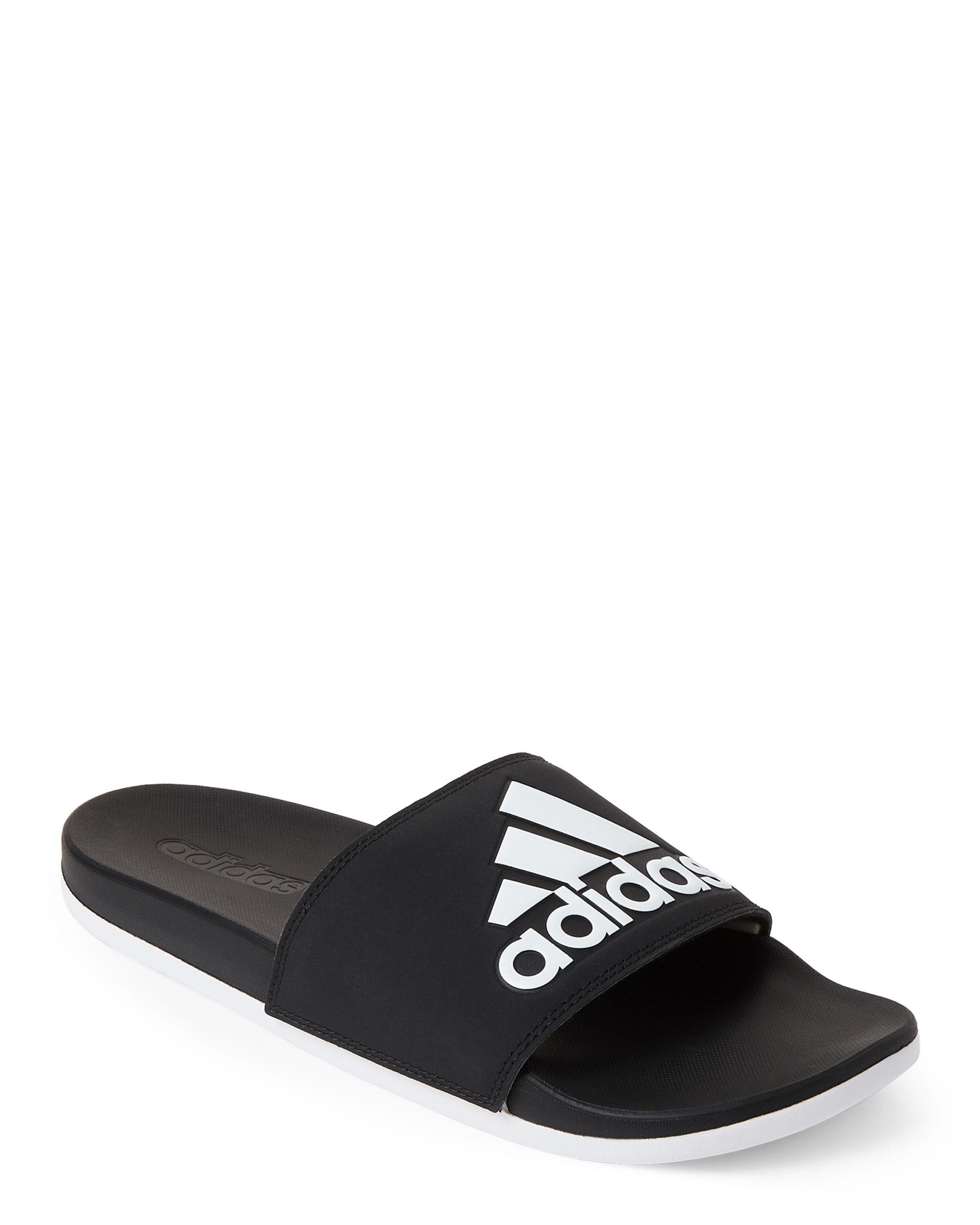 adidas Black & White Adilette Comfort Slide Sandals in Black for Men - Lyst