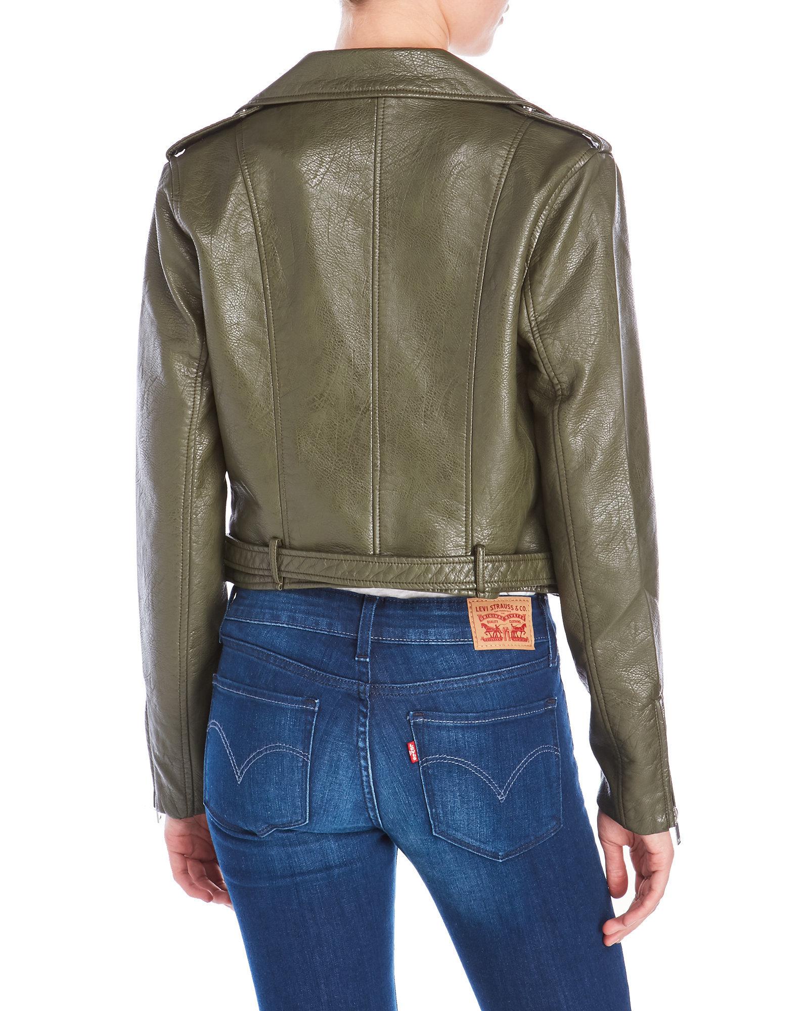 Lyst Romeo And Juliet Couture Faux Leather Moto Jacket In Green