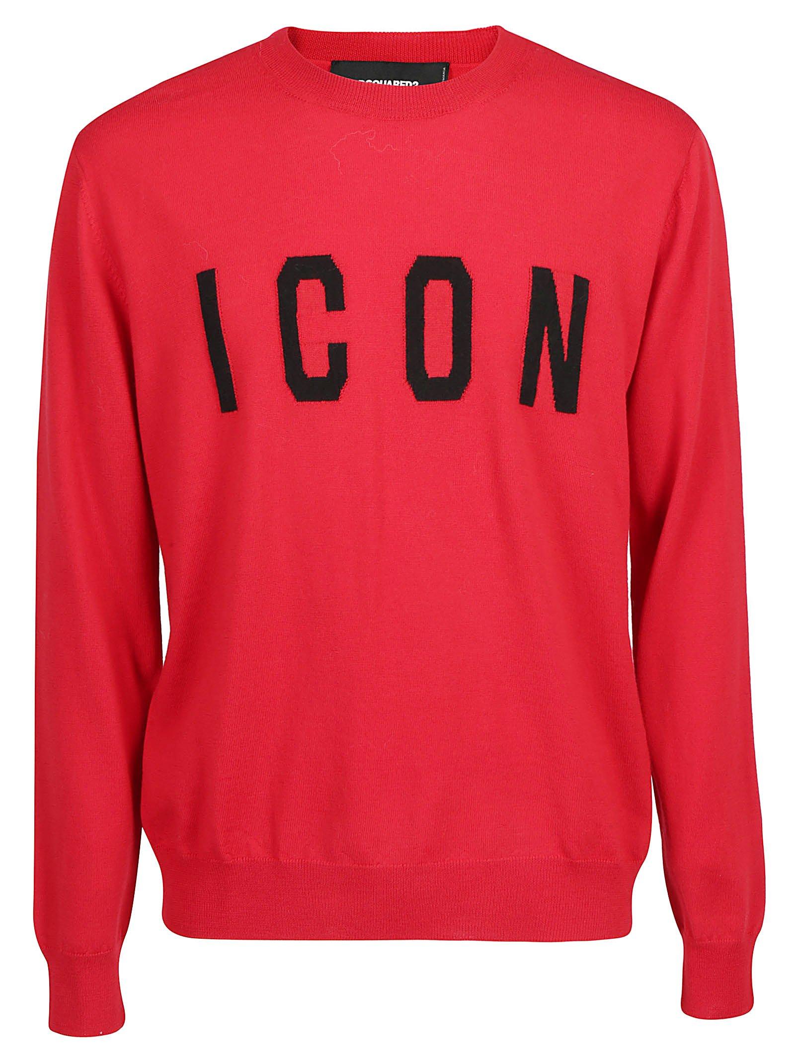 DSquared² Wool Icon Logo Knitted Jumper in Red for Men - Lyst