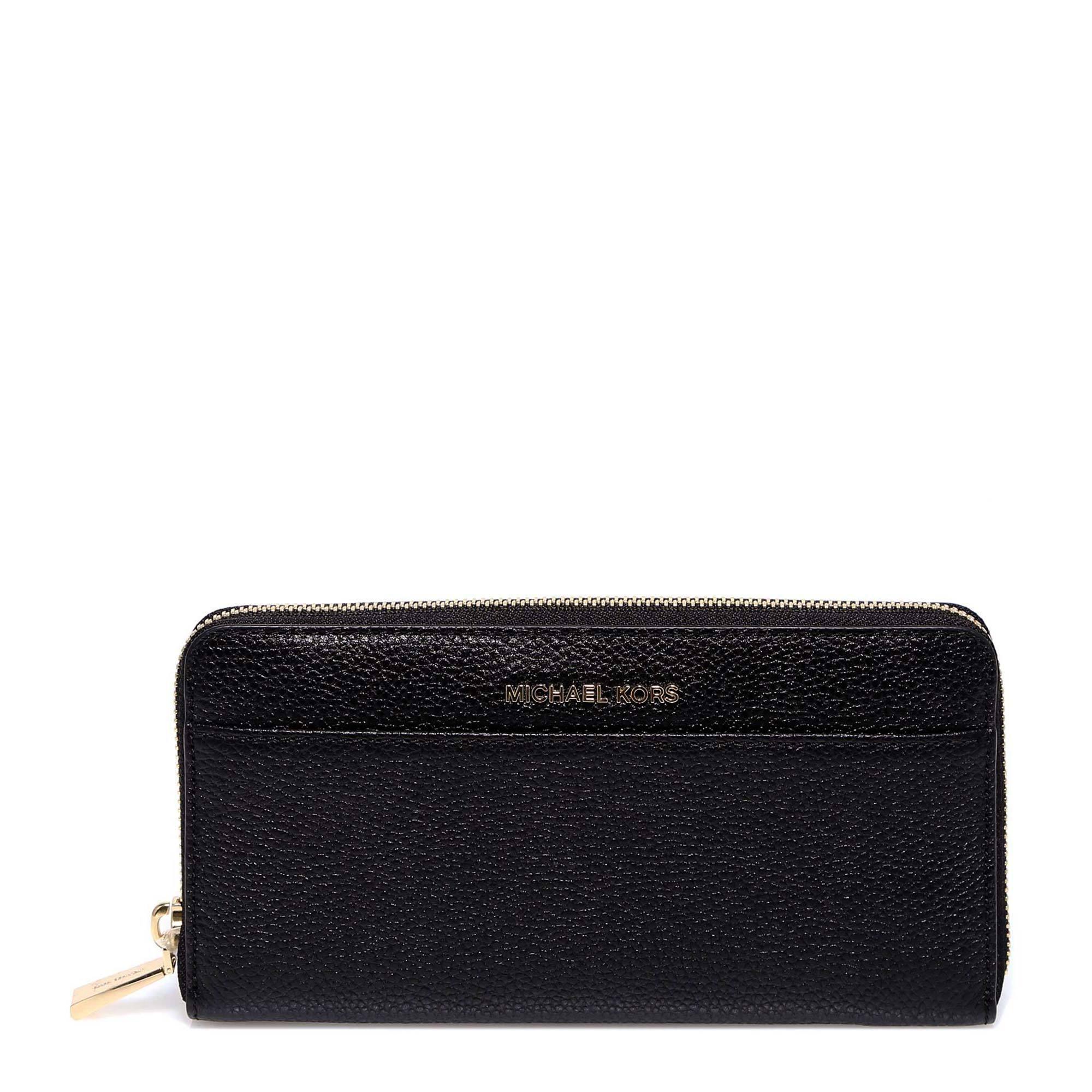 Michael Kors Leather Michael Logo Plaque Continental Wallet in Black - Lyst