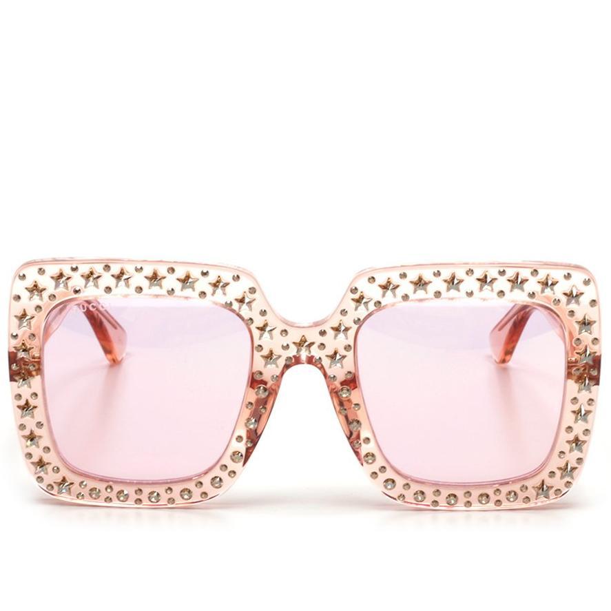 Gucci Embellished Square Sunglasses in Pink - Lyst