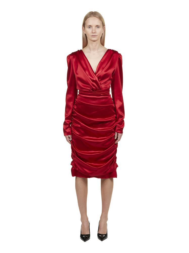 Lyst - Dolce & Gabbana Wrap Glimmer Dress in Red - Save 15%