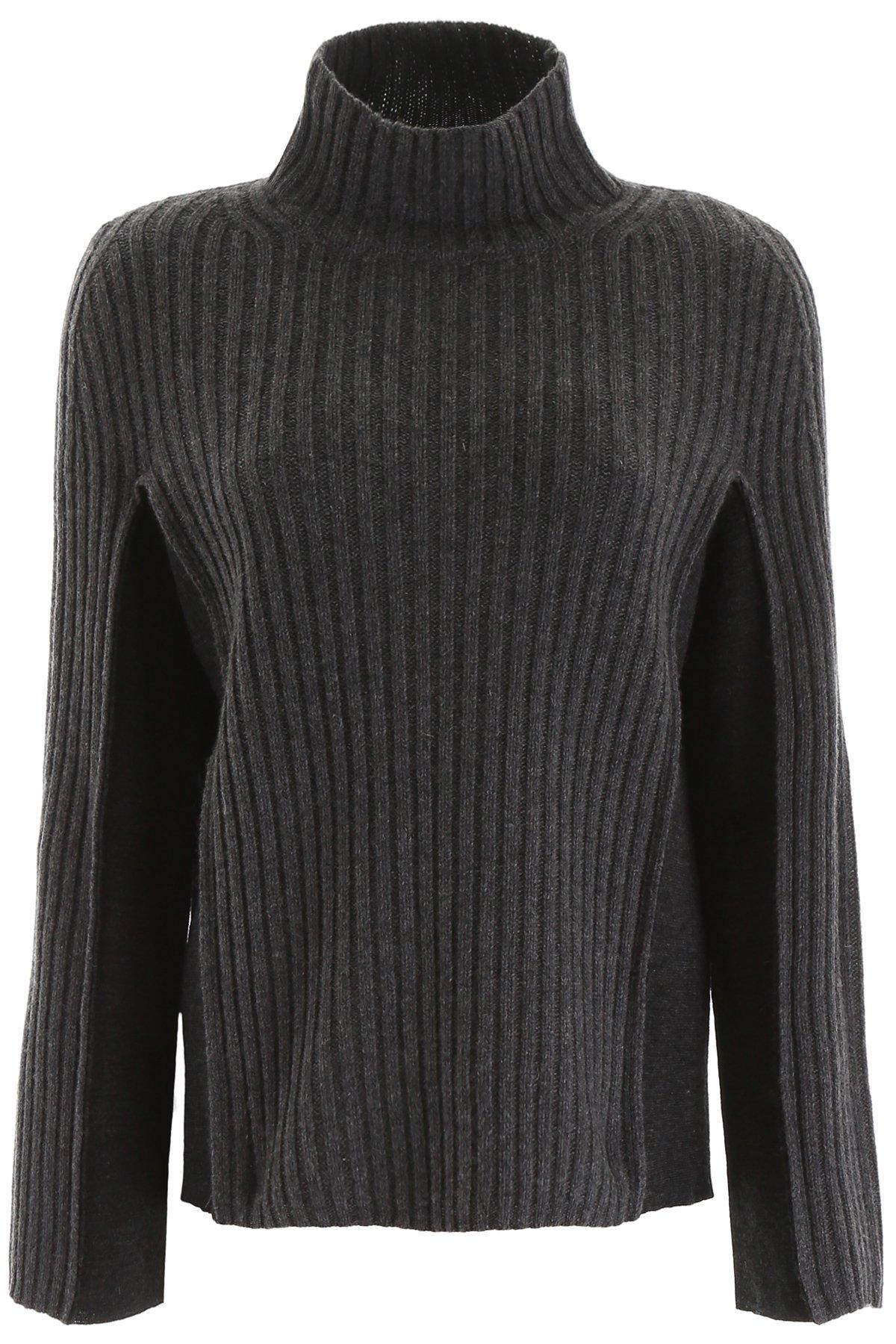 Maison Margiela Wool Turtleneck Ribbed Knit Sweater in Grey (Gray) - Lyst