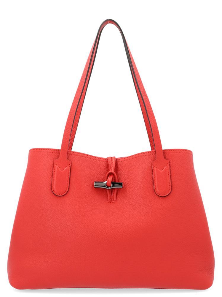 Longchamp Leather Medium Roseau Tote Bag in Red - Lyst