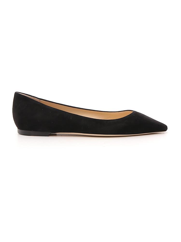 Jimmy Choo Romy Suede Flat Shoes in Black - Lyst