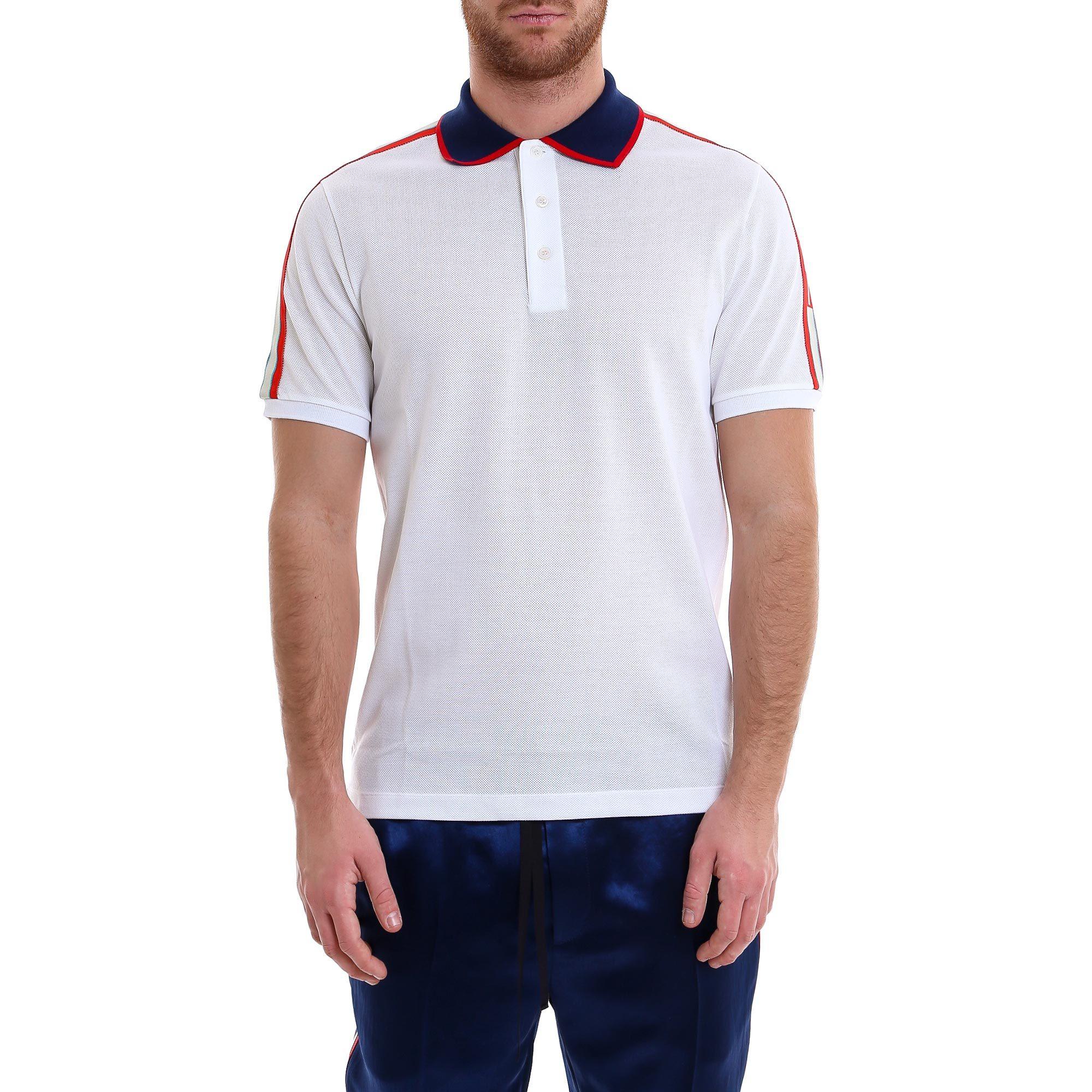 Gucci Logo Ribbon Polo Shirt in White for Men - Lyst