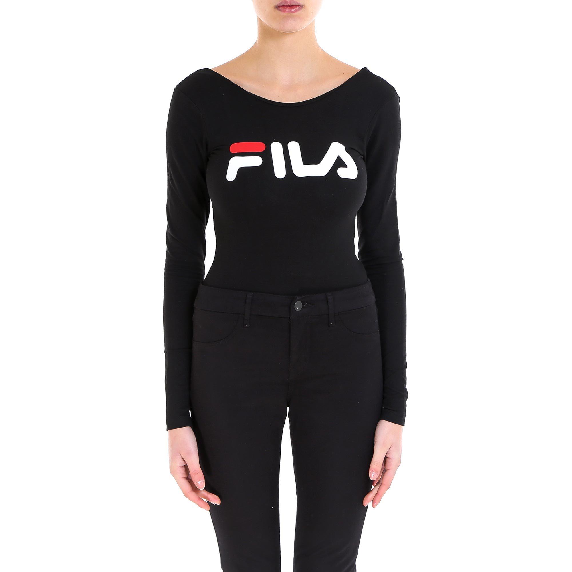 Fila Cotton Logo Printed Bodysuit in Black - Lyst