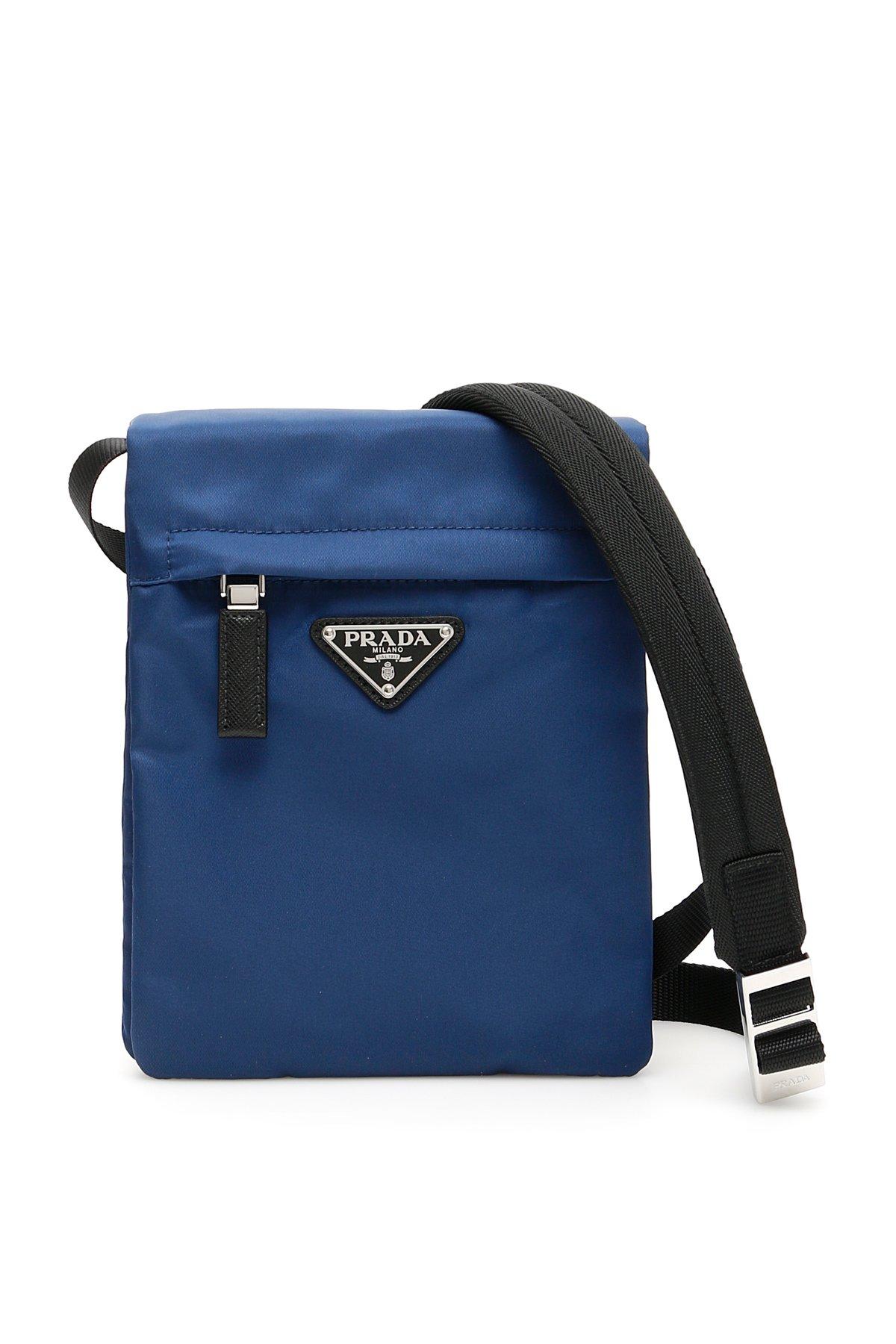 Prada Synthetic Logo Shoulder Bag in Blue for Men - Lyst