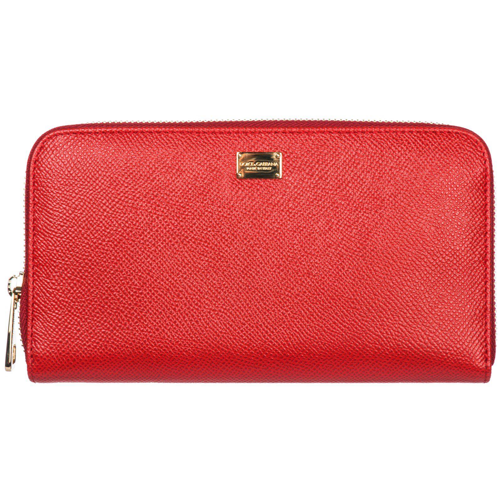 Lyst - Dolce & Gabbana Logo Plaque Zip Wallet in Red