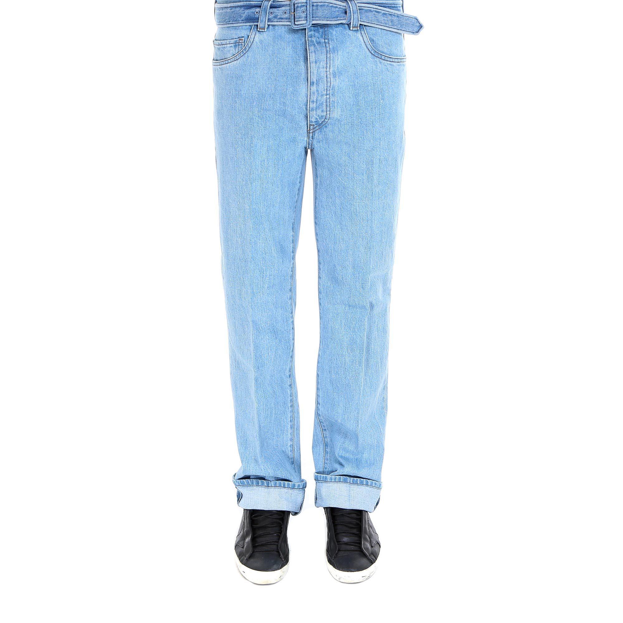 Prada Denim Belted Jeans in Blue for Men - Lyst