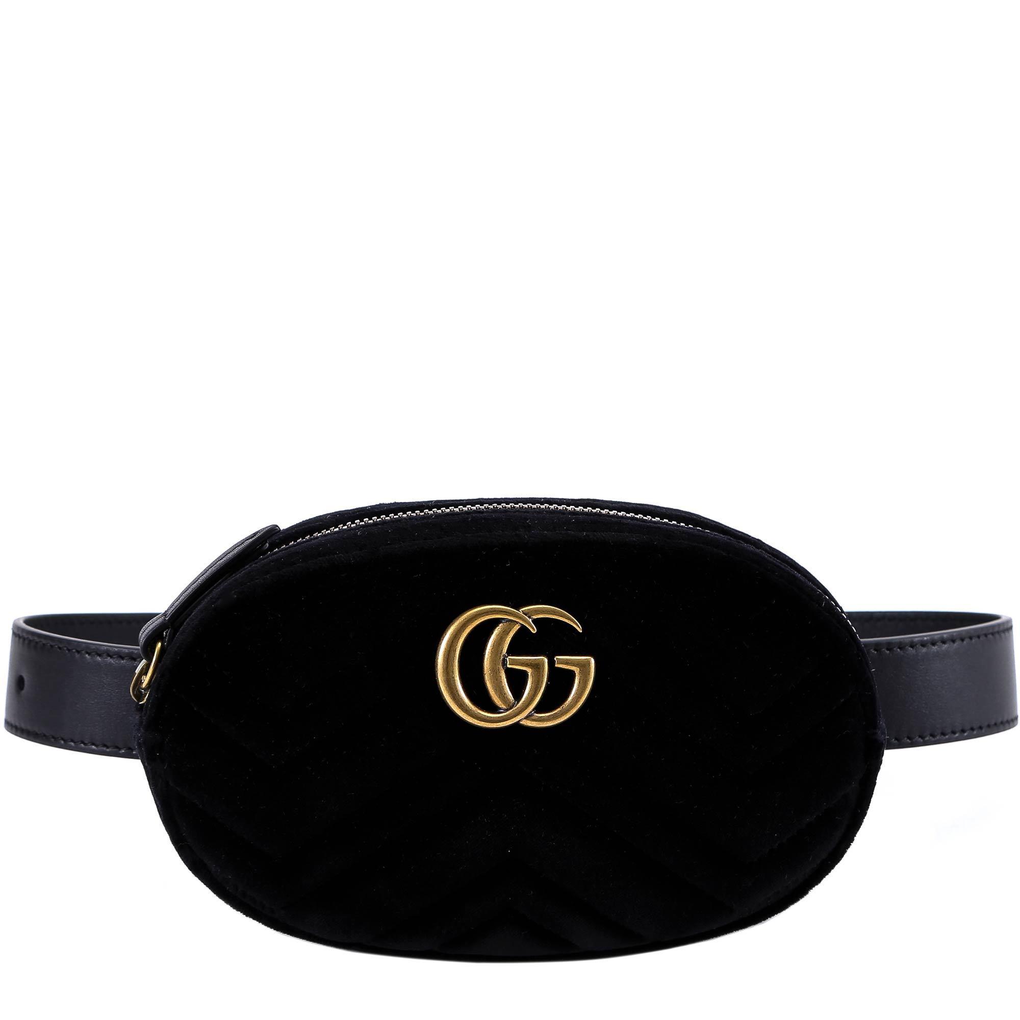 Lyst - Gucci GG Marmont Velvet Belt Bag in Black