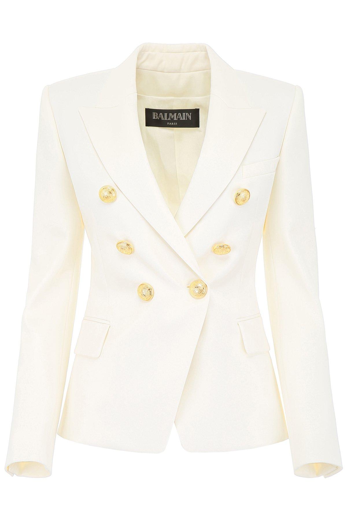 Balmain Double Breasted Blazer in White - Save 9% - Lyst