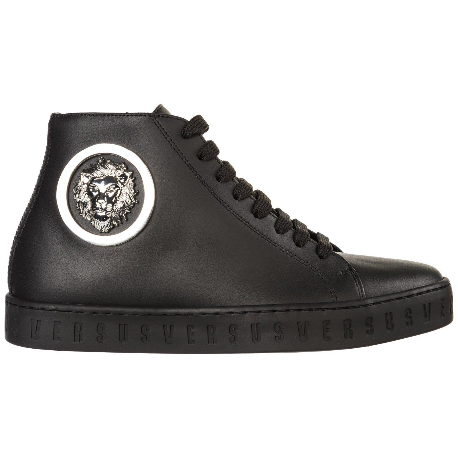 Versus Lion Logo Hi-top Sneakers in Black - Lyst