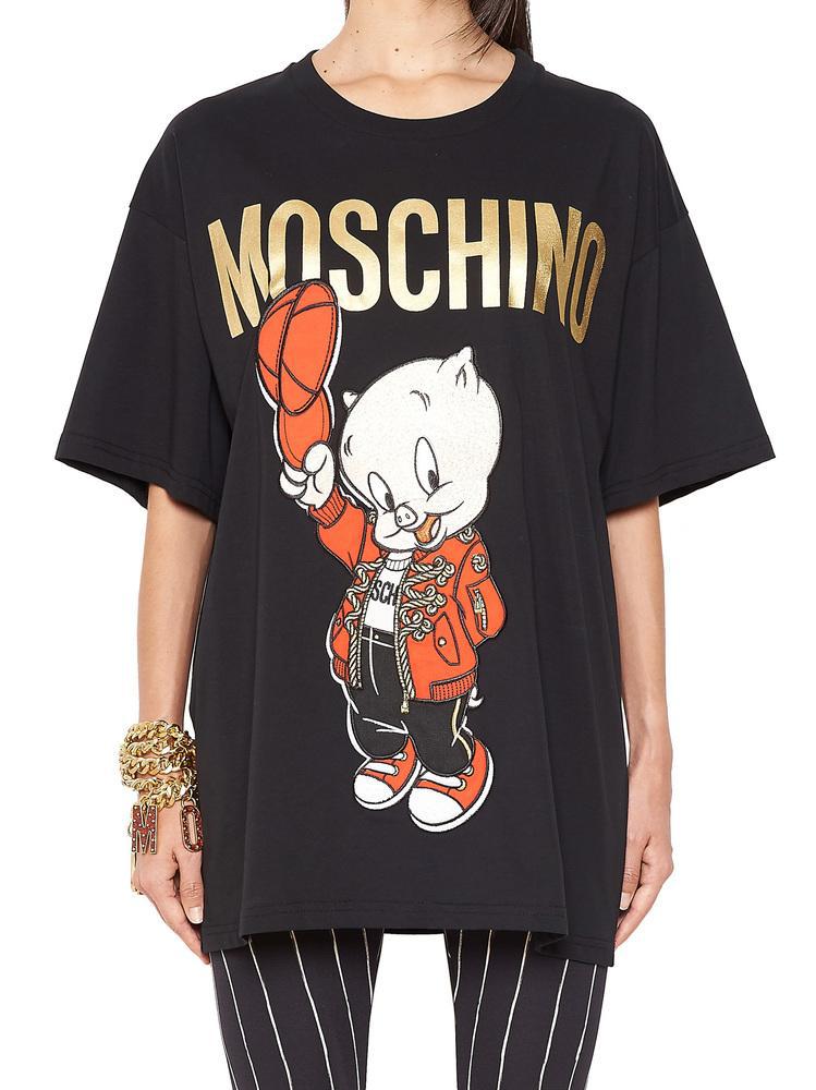 Lyst - Moschino Pig Logo T-shirt in Black