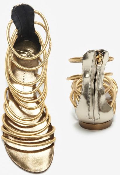 Giuseppe Zanotti Cord Strappy Flat Sandal Gold in Gold | Lyst