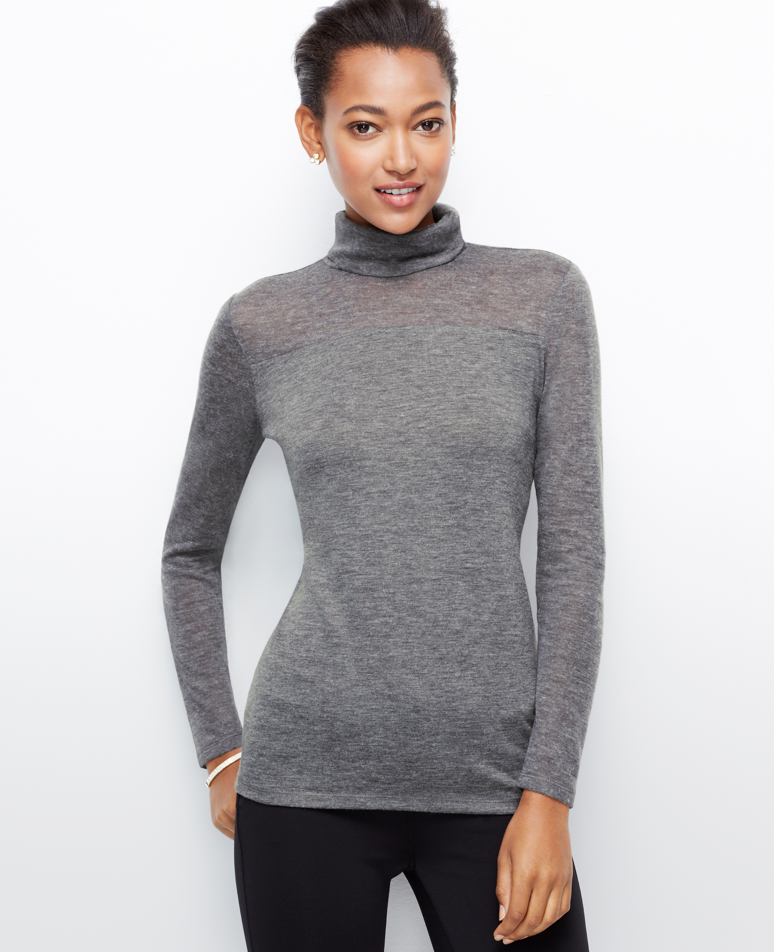 Lyst - Ann Taylor Turtleneck Sweater Jersey Top In Metallic