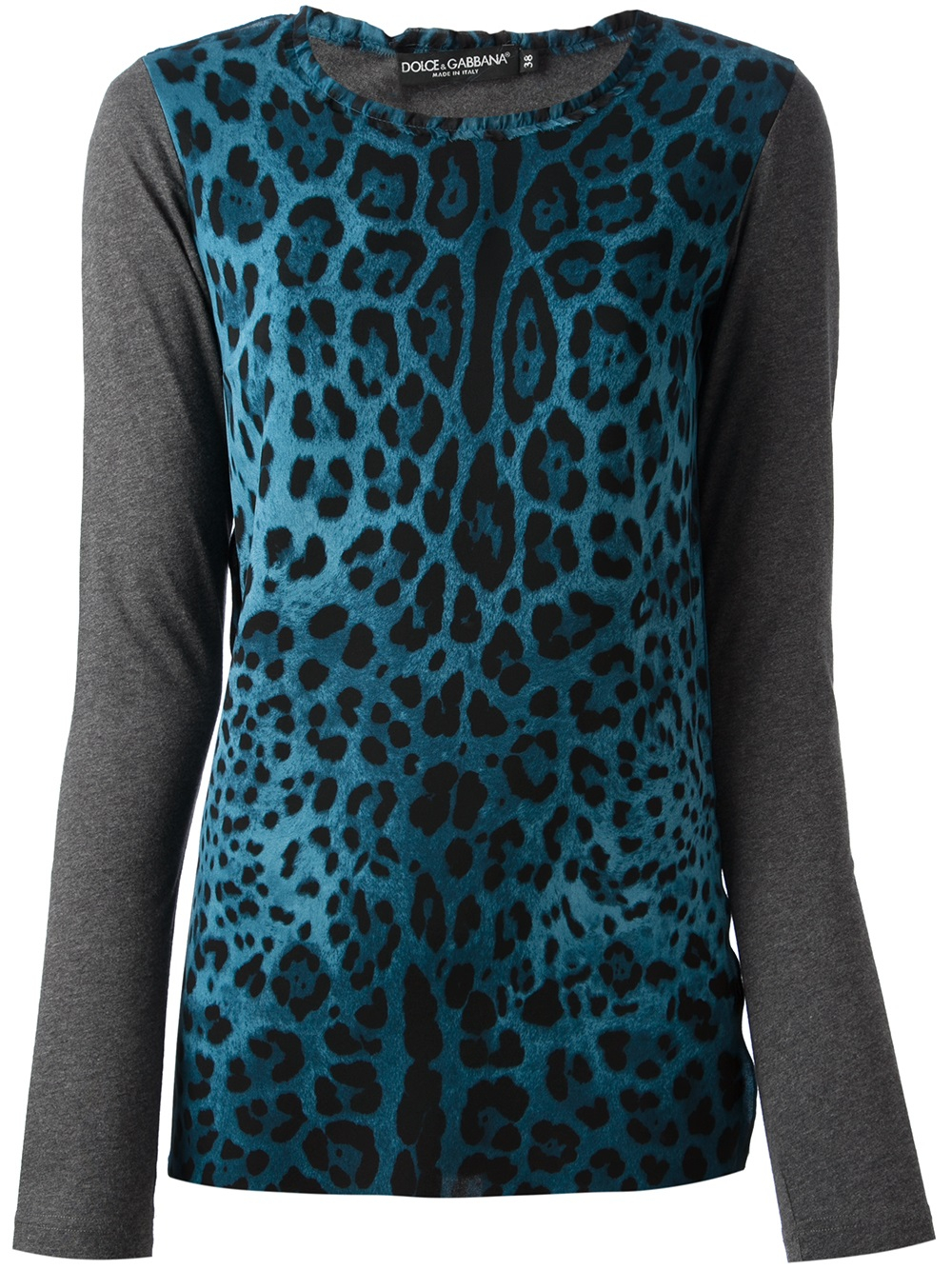 Lyst - Dolce & Gabbana Leopard Print Top in Blue